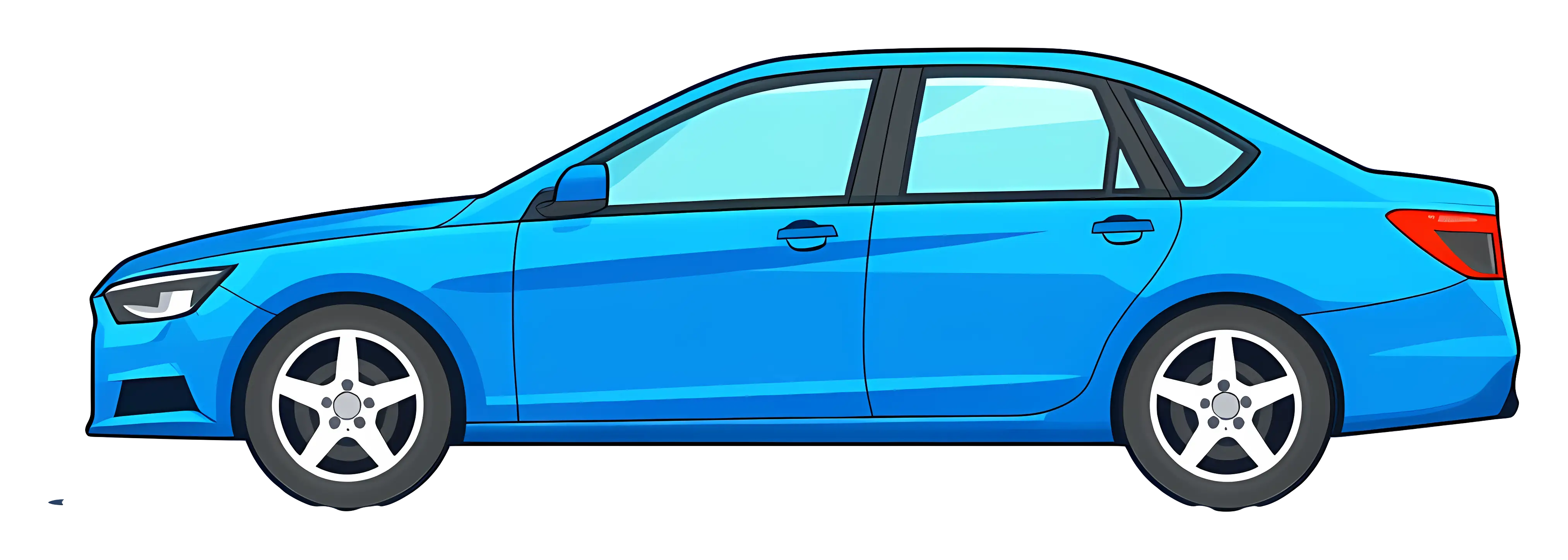 Blue Cartoon Sedan Car