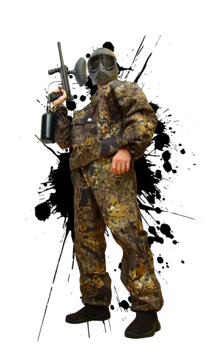 Paintball Player in Camouflage Suit