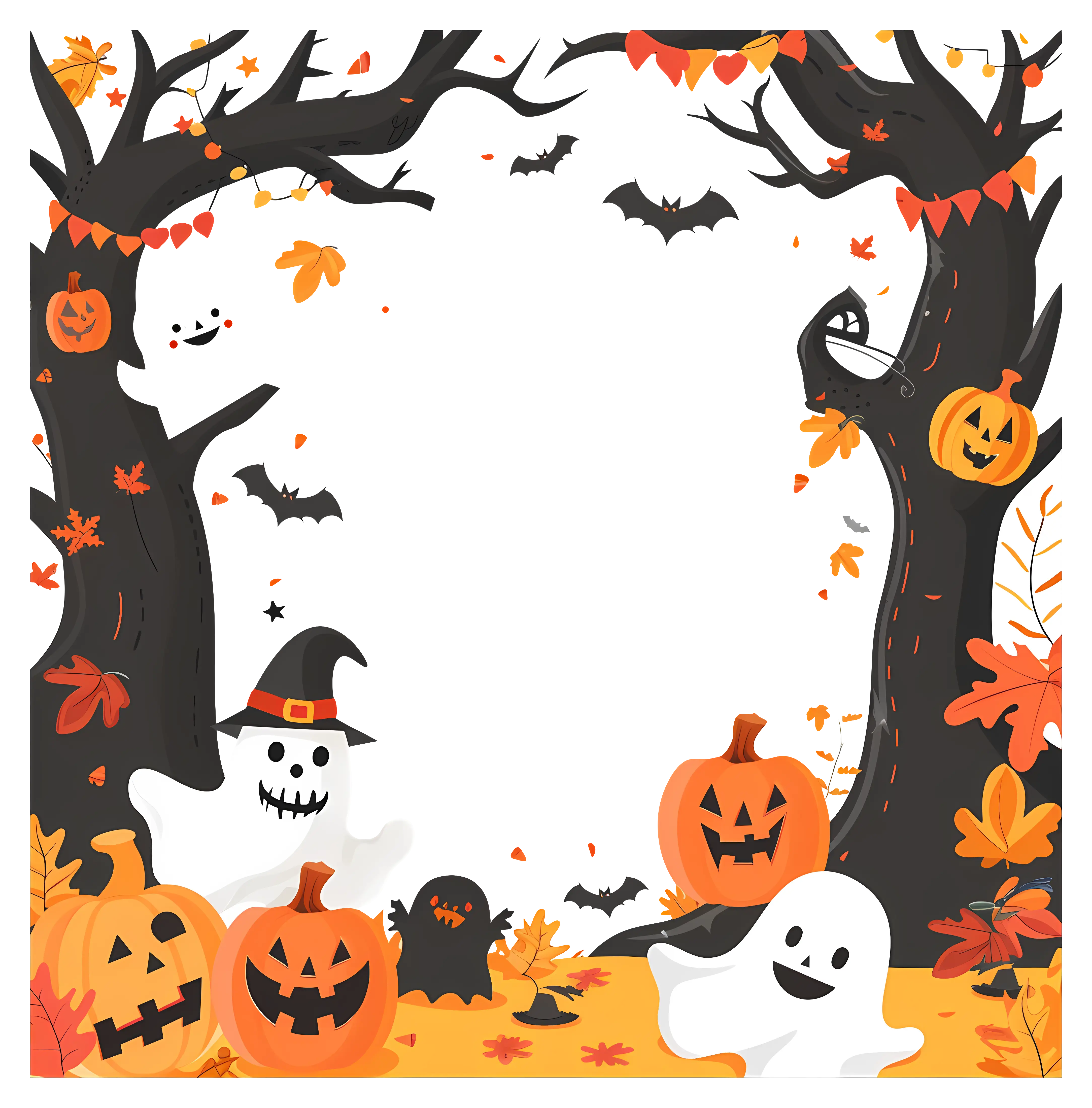 Spooky Halloween scene with pumpkins and festive dÃ©cor