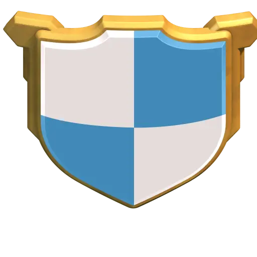 Blue and White Shield with Golden Border