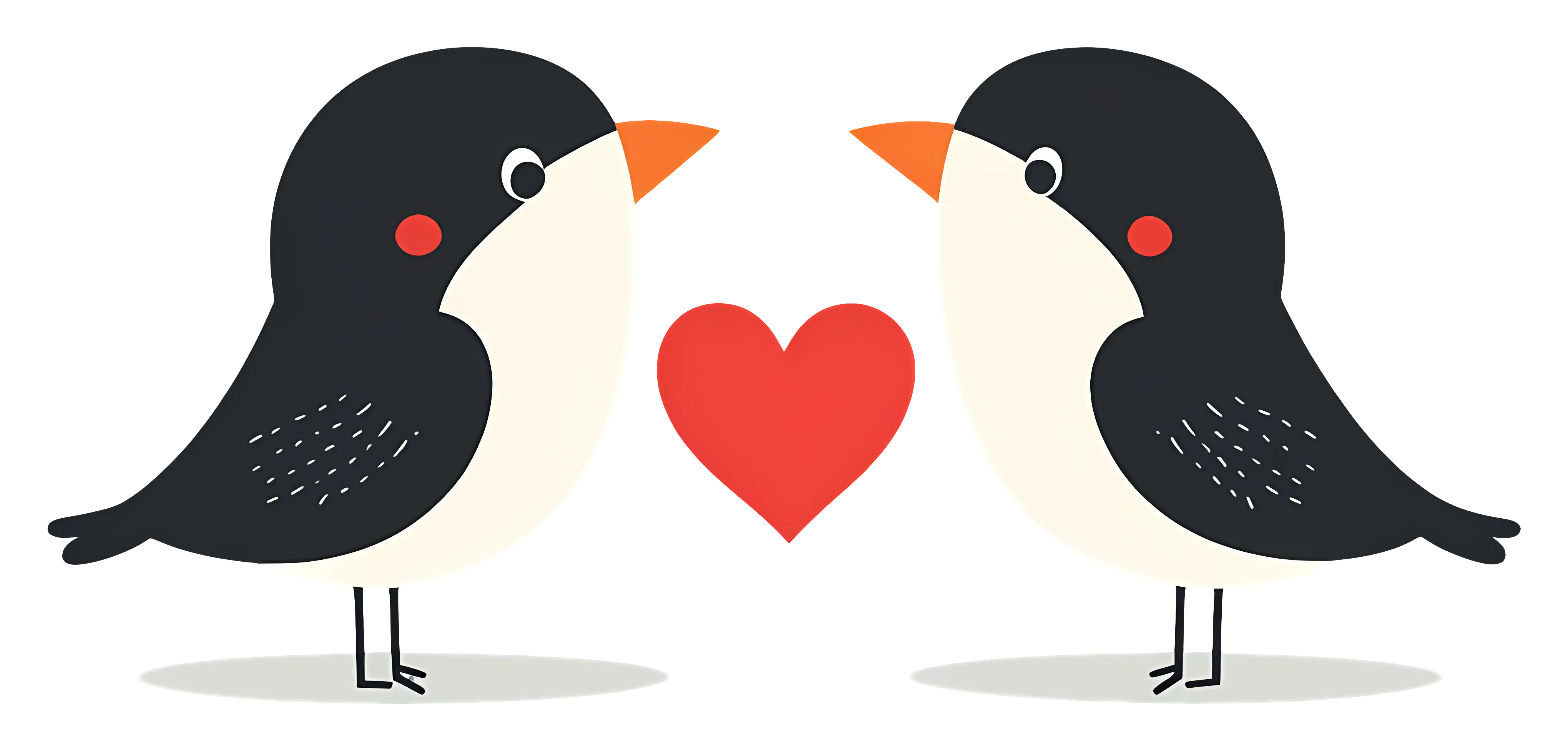 Two Birds with a Heart Valentine&#039;s Illustration