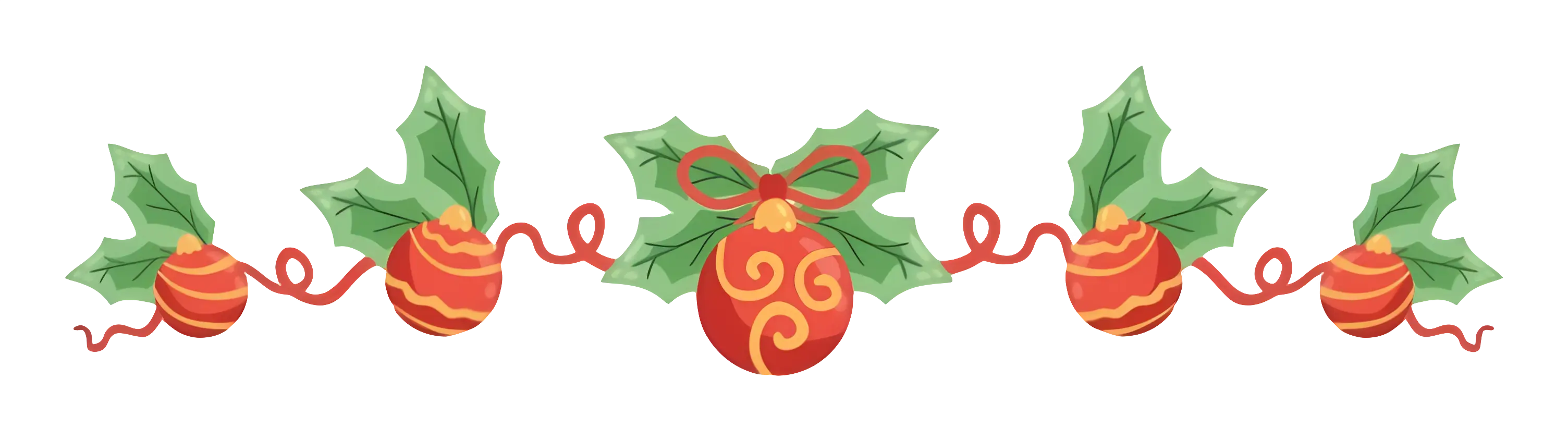 Christmas Decoration with Holly and Baubles