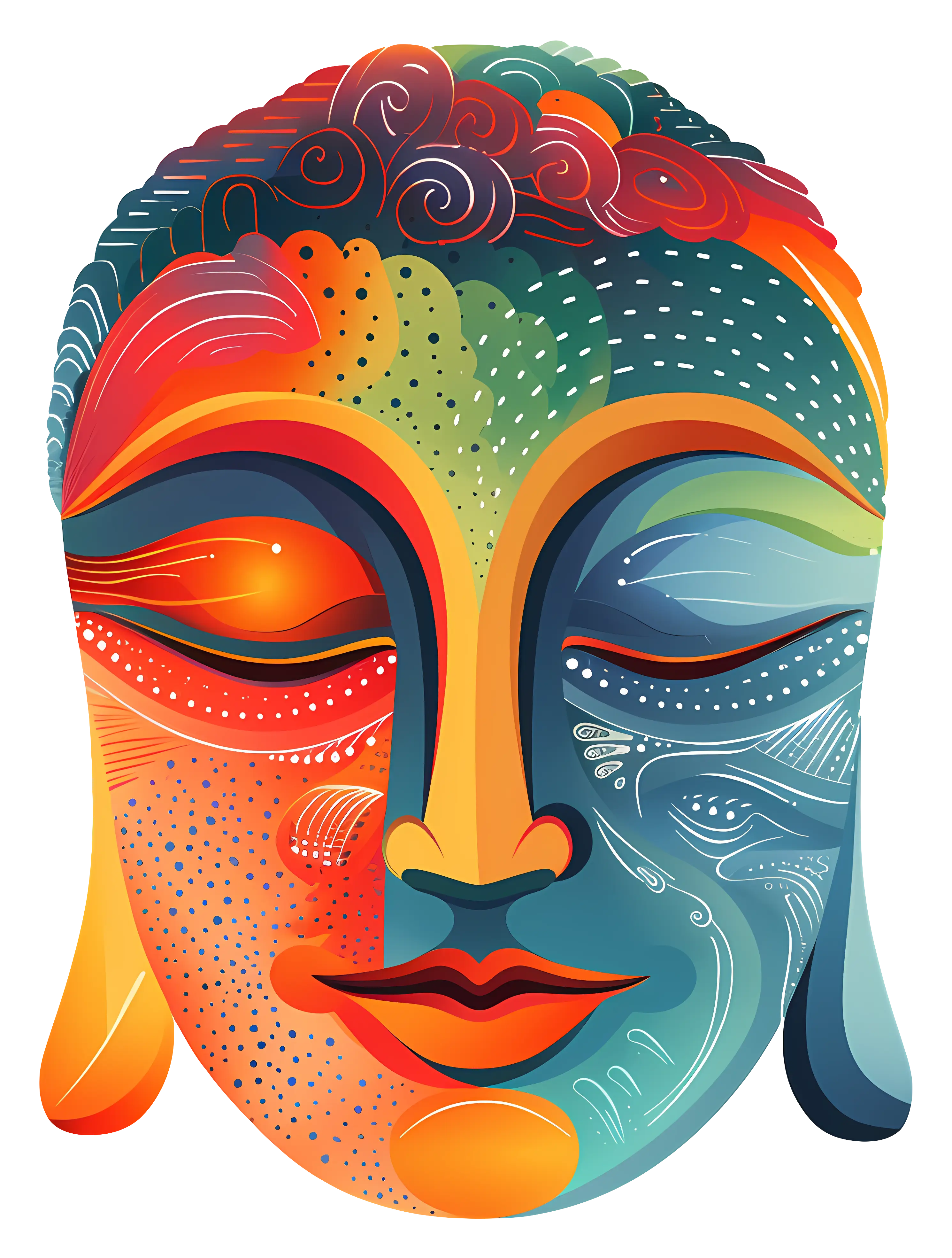 Colorful Buddha Face Illustration