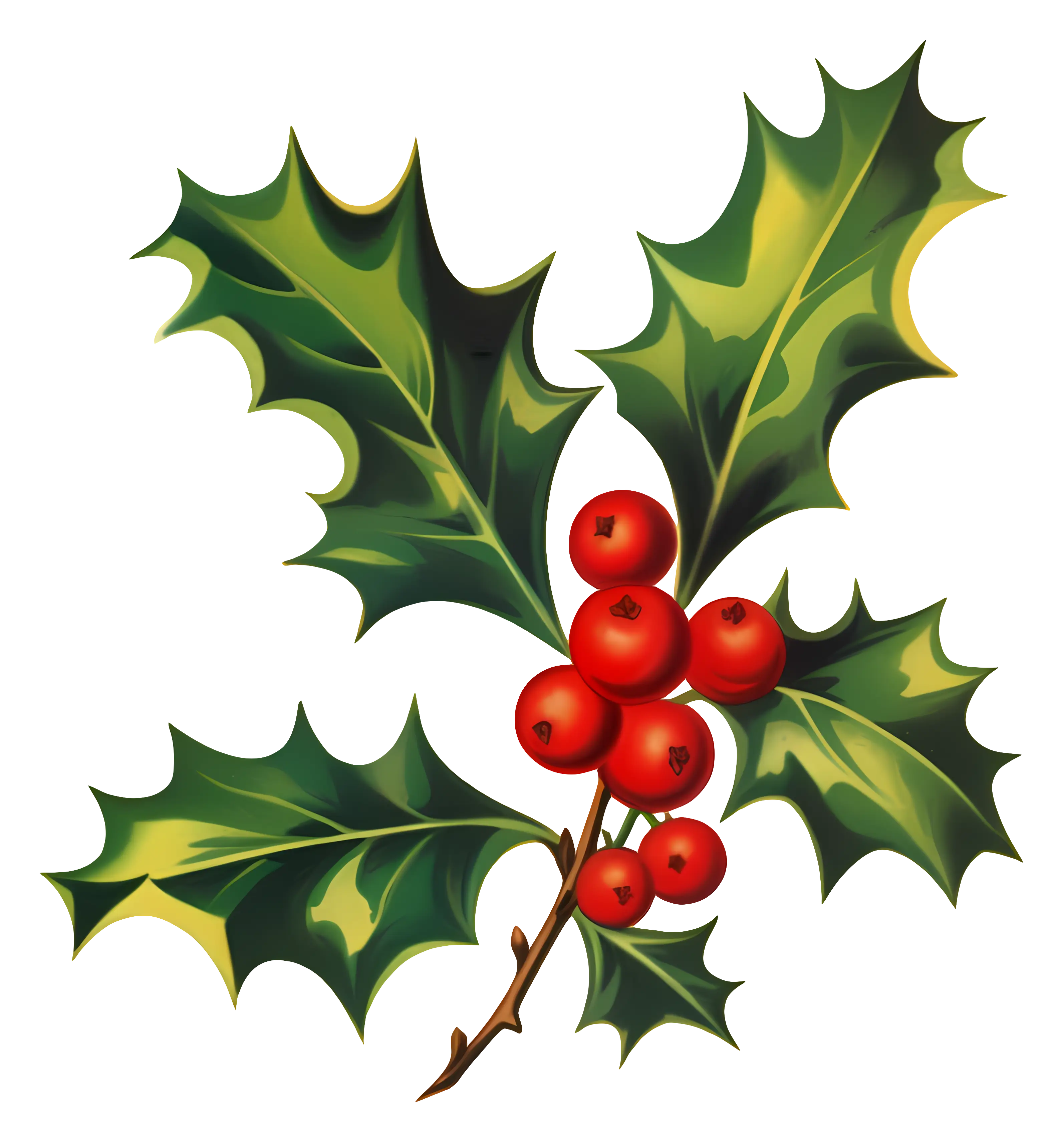 Holly Leaves and Red Berries