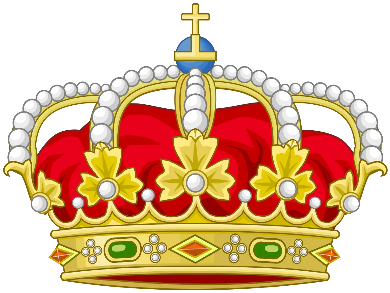 Red Crown with Golden Details and Pearls Illustration