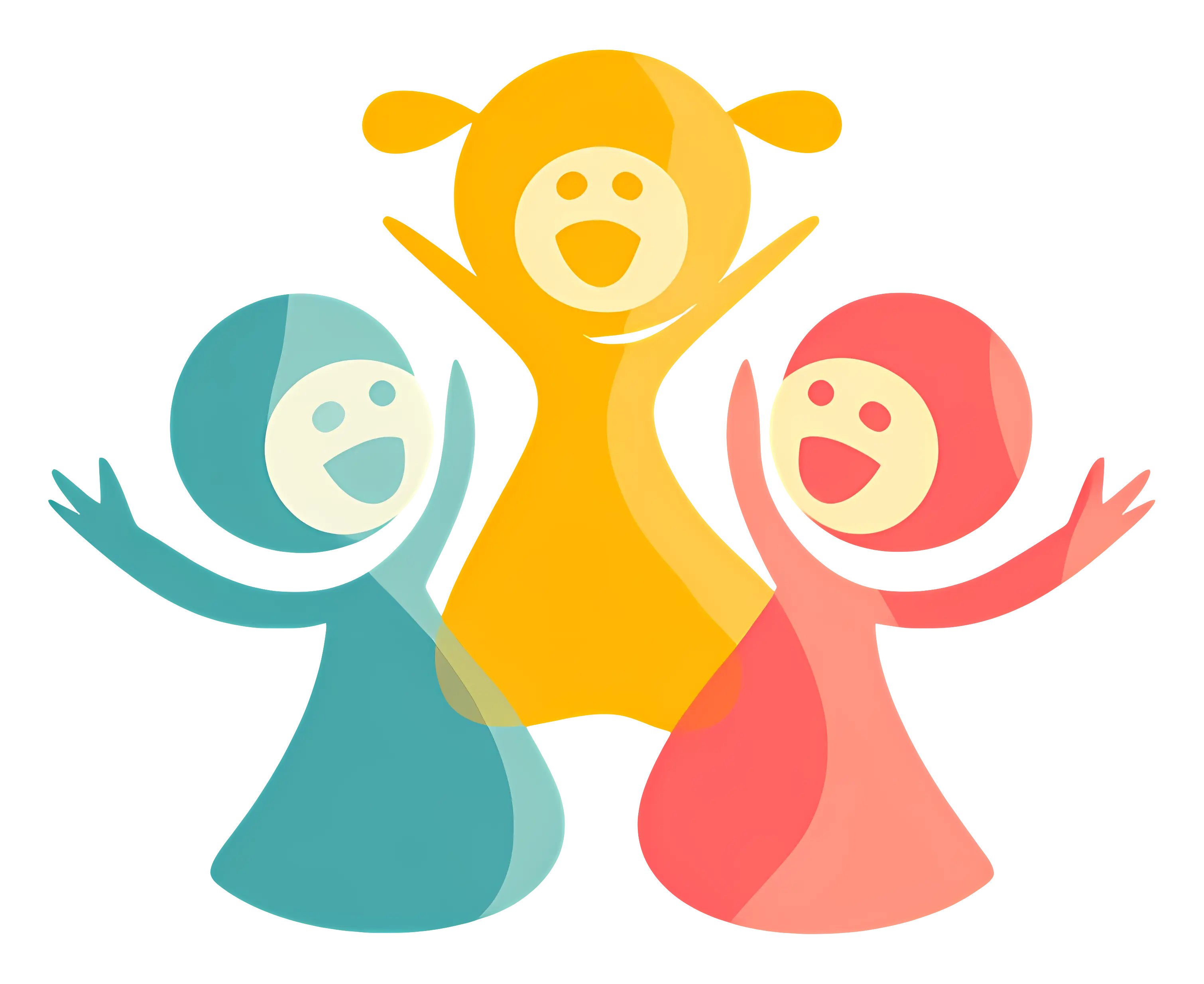 Colorful Cartoon Characters with Happy Expressions