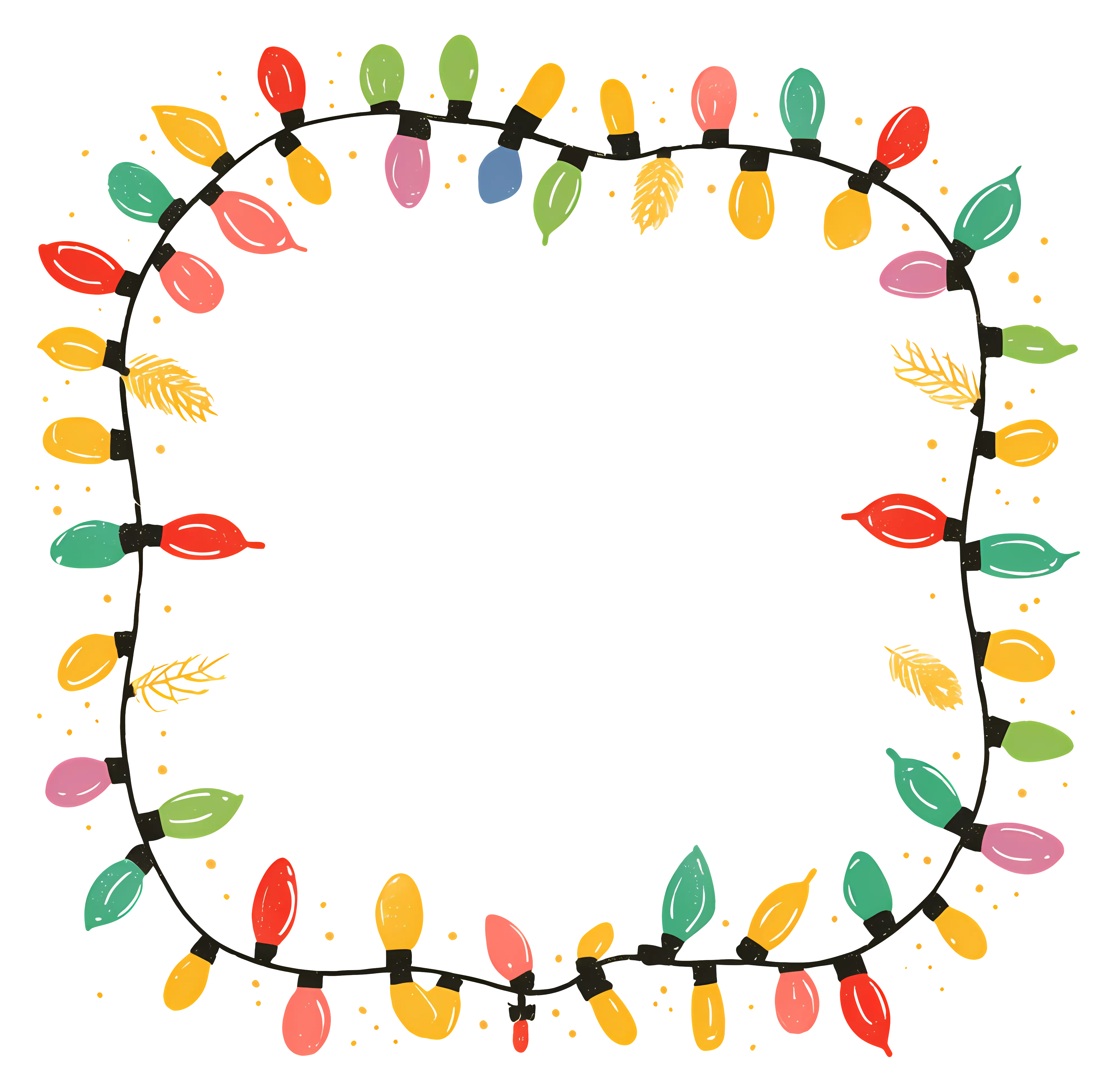 Colorful String Lights Border for Christmas