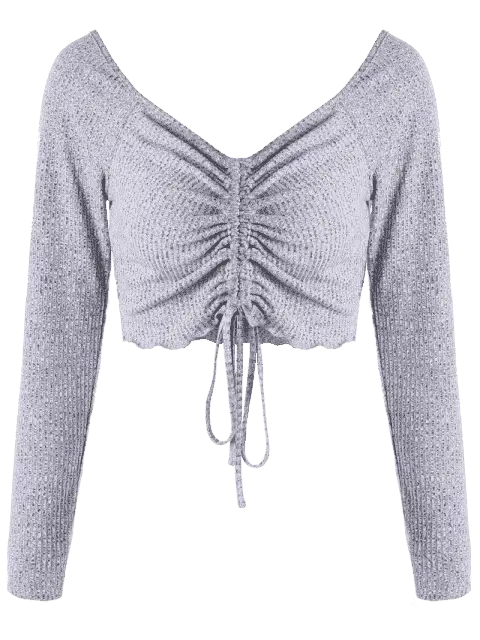 Gray Long Sleeve Crop Top