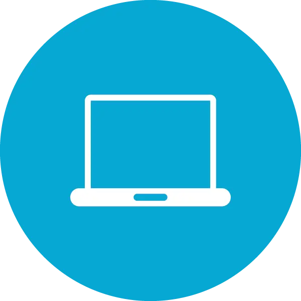 Laptop Illustration in Minimal Blue Circle