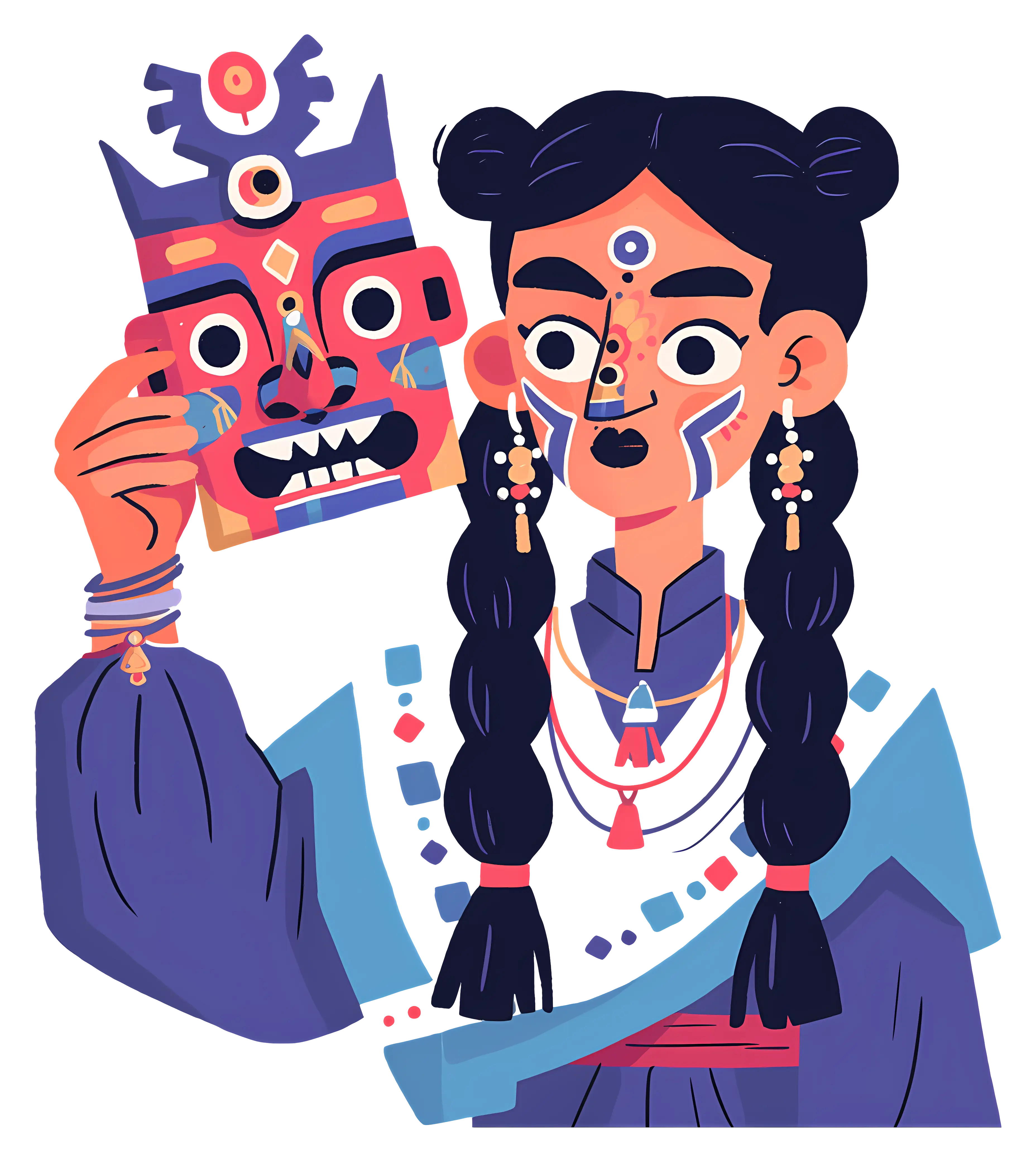 Woman Holding a Decorative Mask