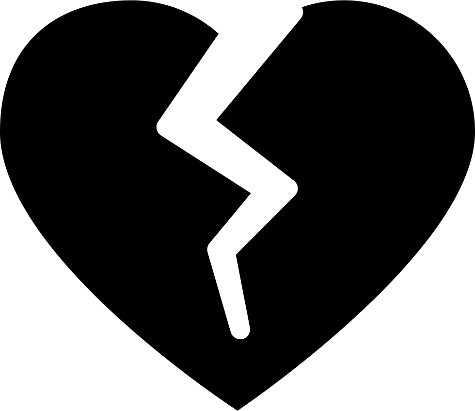 Broken Heart Icon in Black