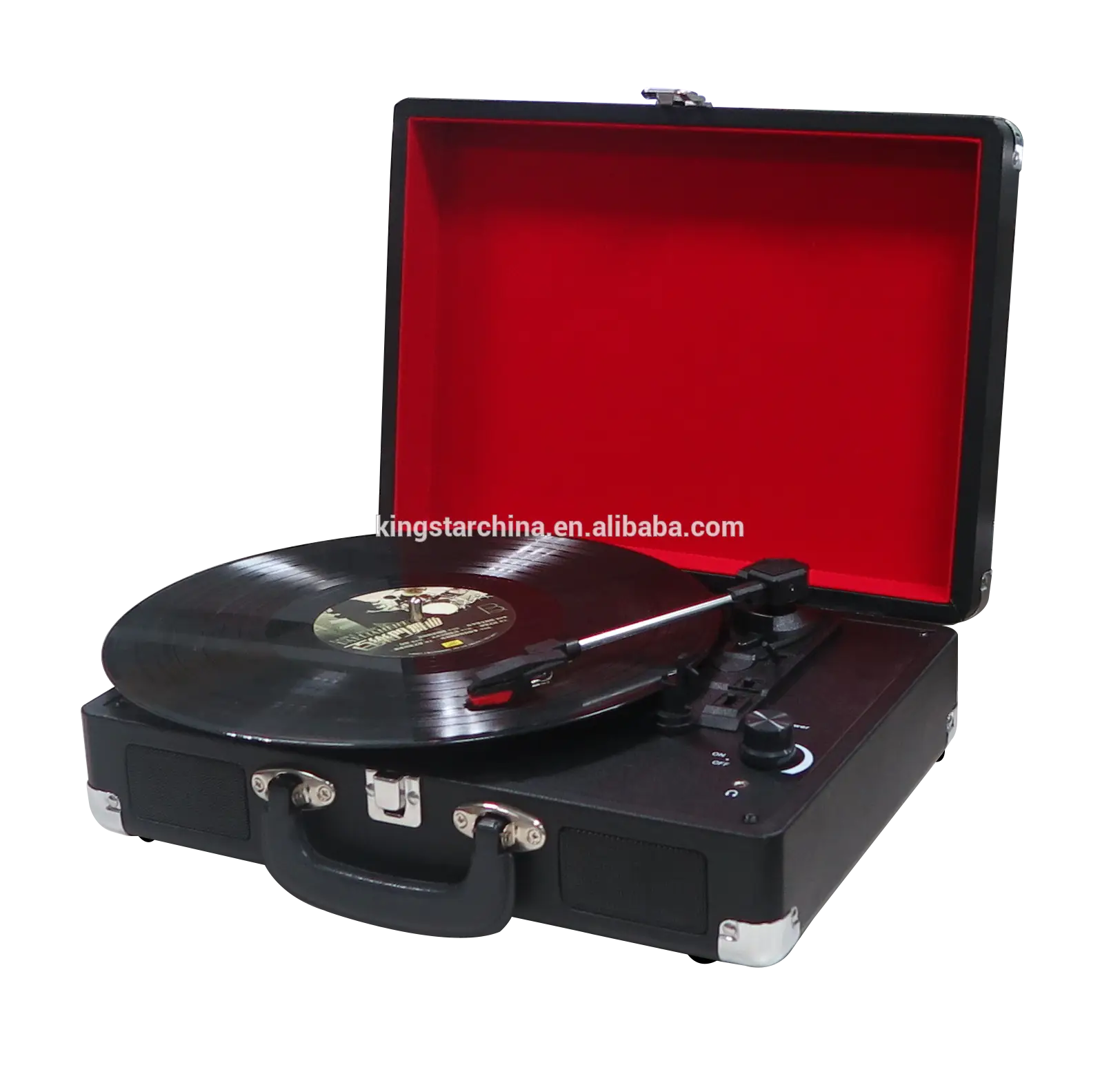 Black Record Player with Vinyl