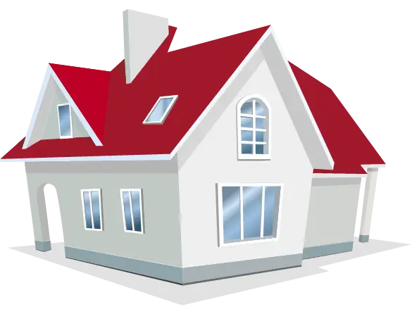 White House with Red Roof Illustration