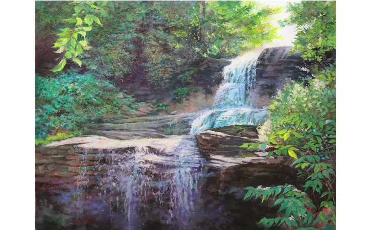 Serene Waterfall in a Forest