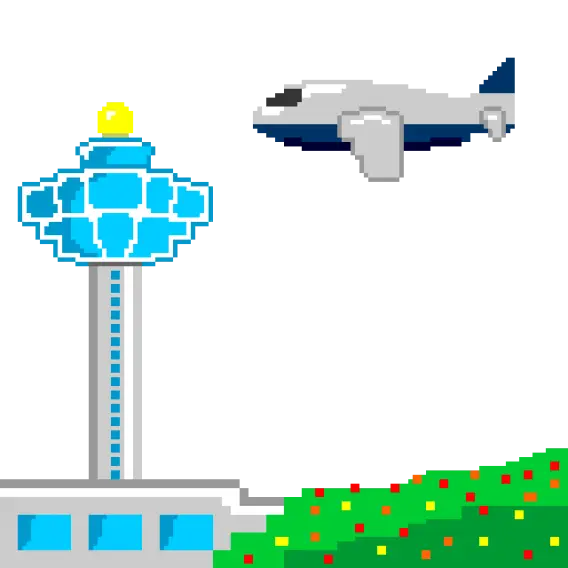 Pixel Art Airplane and Control Tower