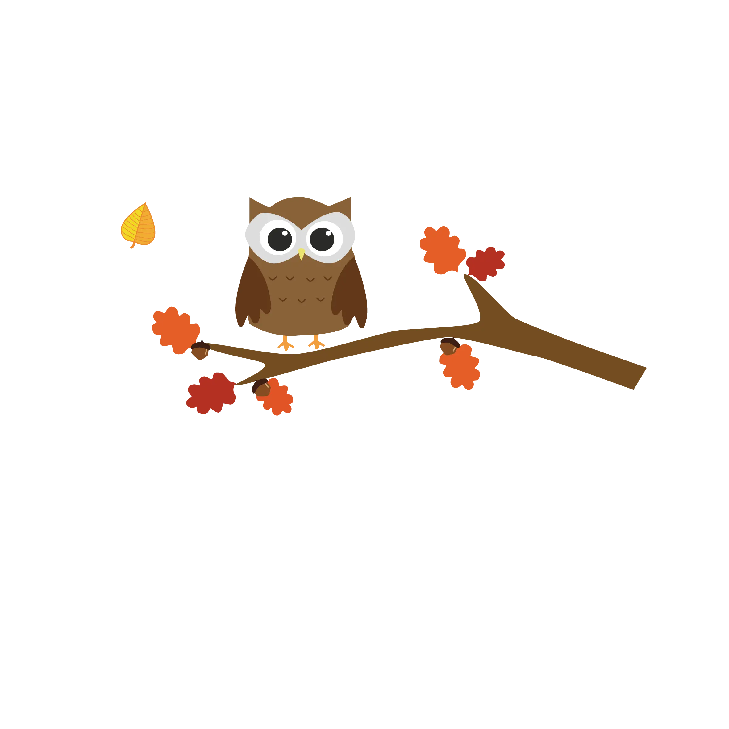 Cartoon Owl on Branch