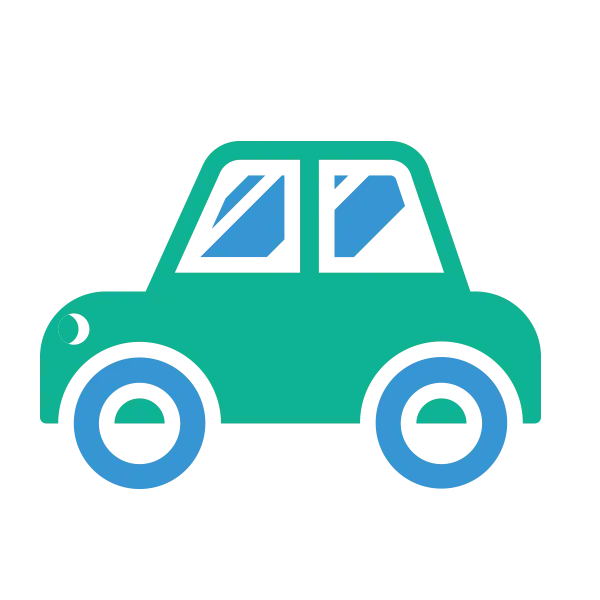 Cartoon Illustration of Green and Blue Car