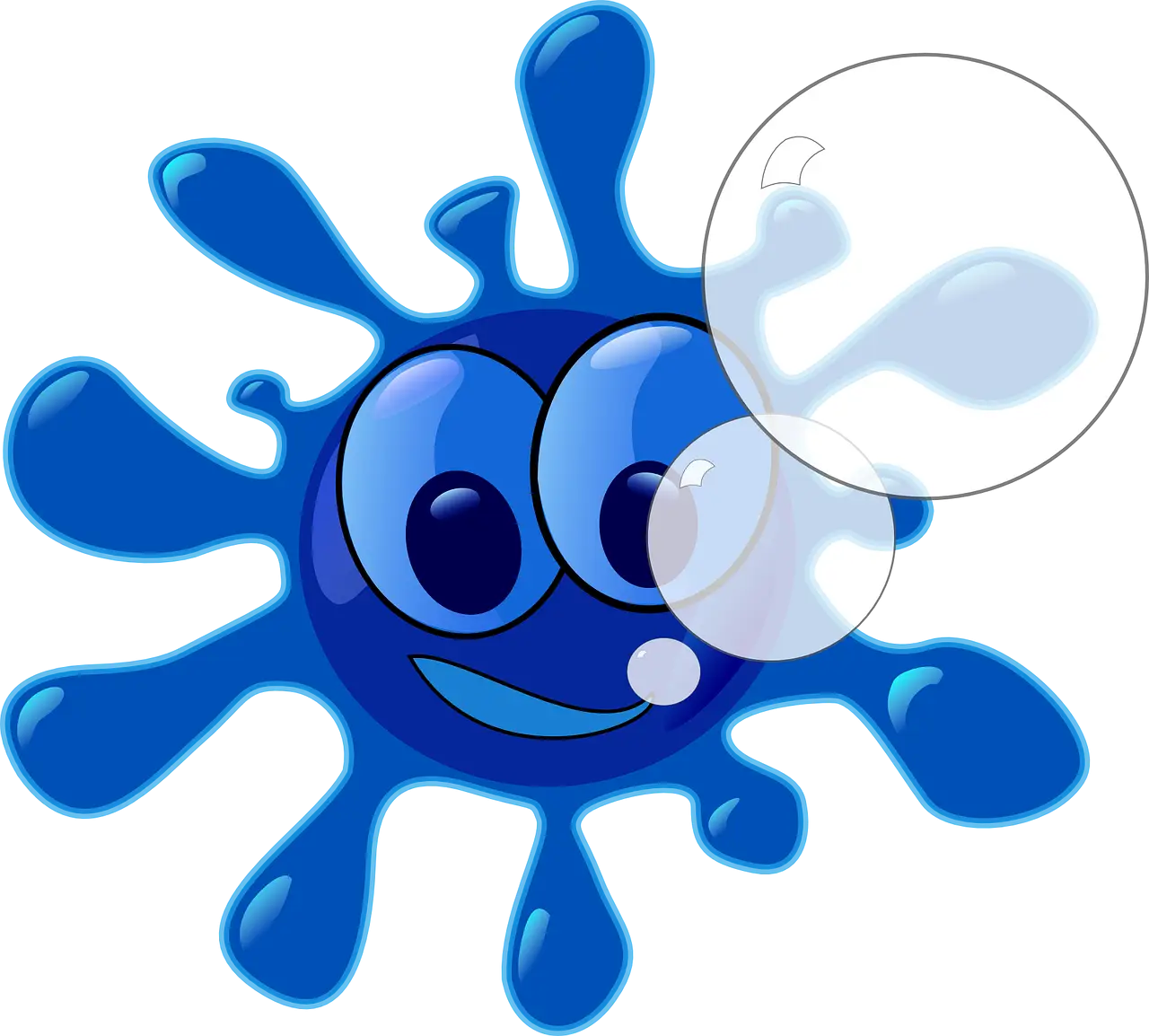 Blue Cartoon Splash with Fun Bubbles