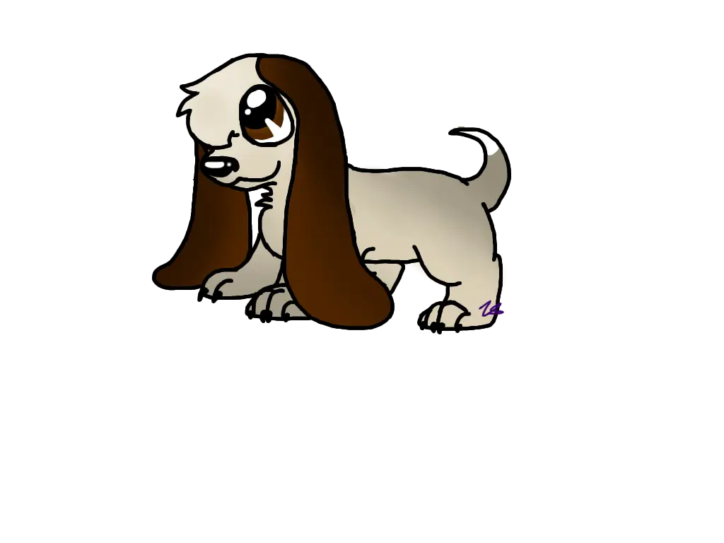 Cute Cartoon Dog with Long Ears