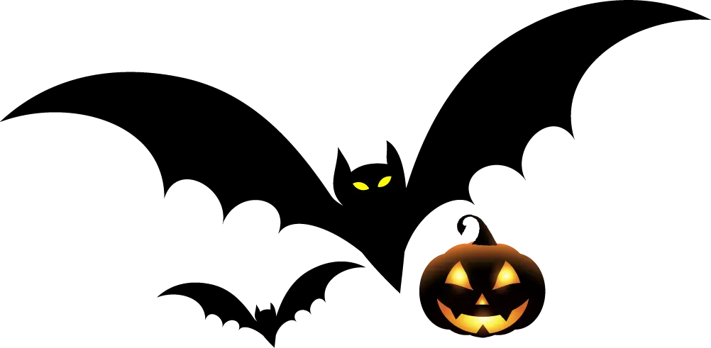 Bats and Pumpkin Halloween Illustration