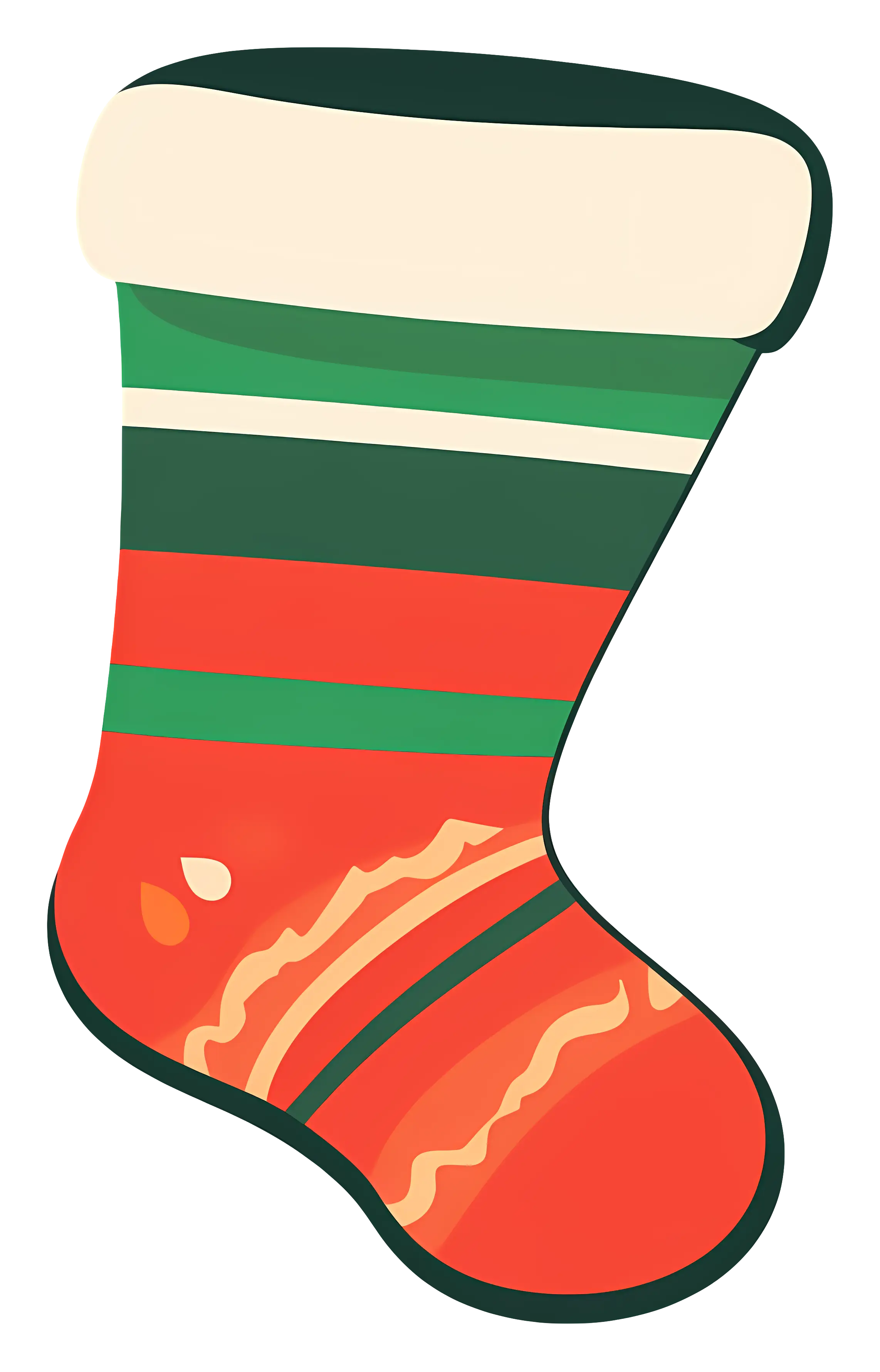 Red and Green Striped Christmas Stocking