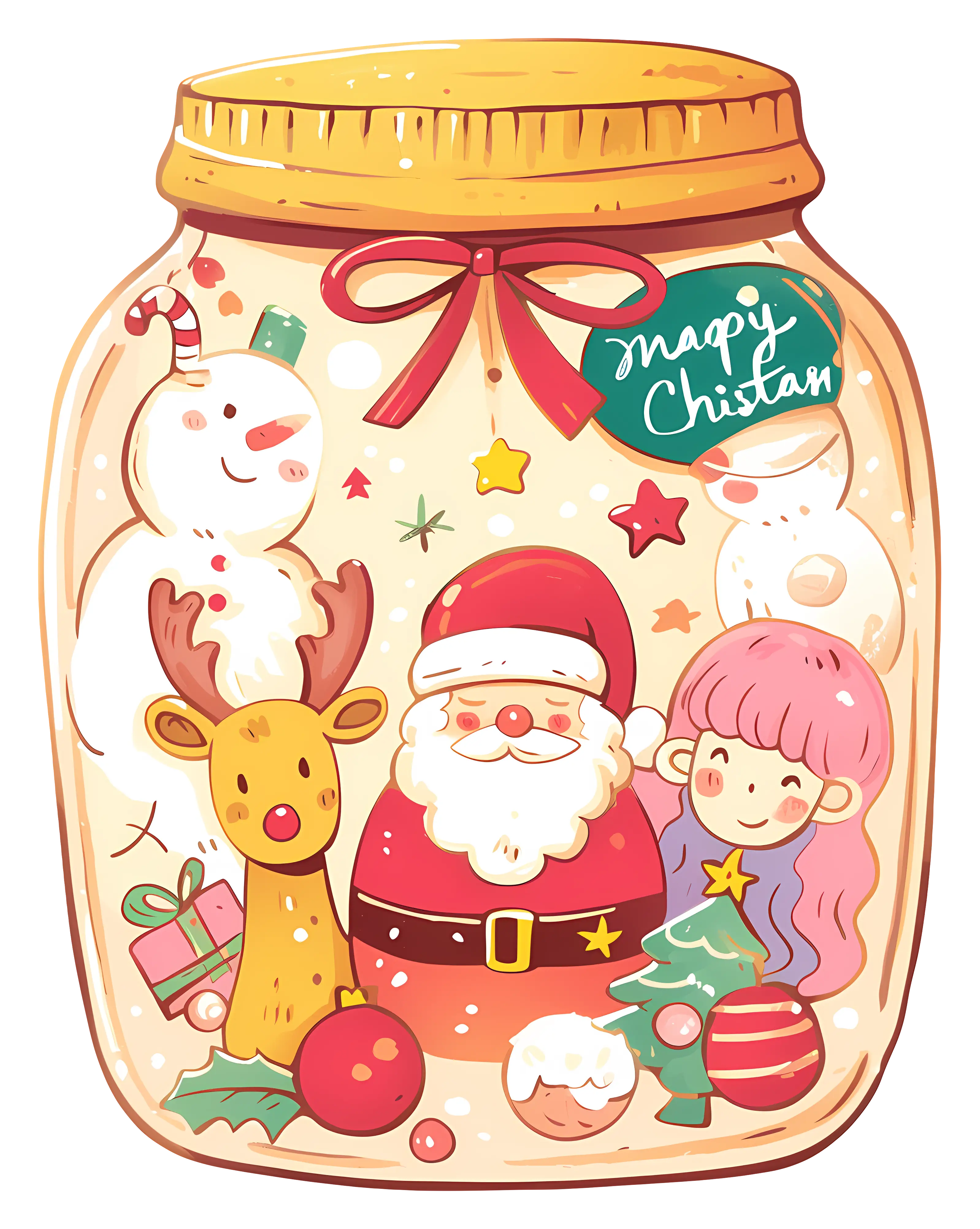 Christmas Jar with Santa and Reindeer