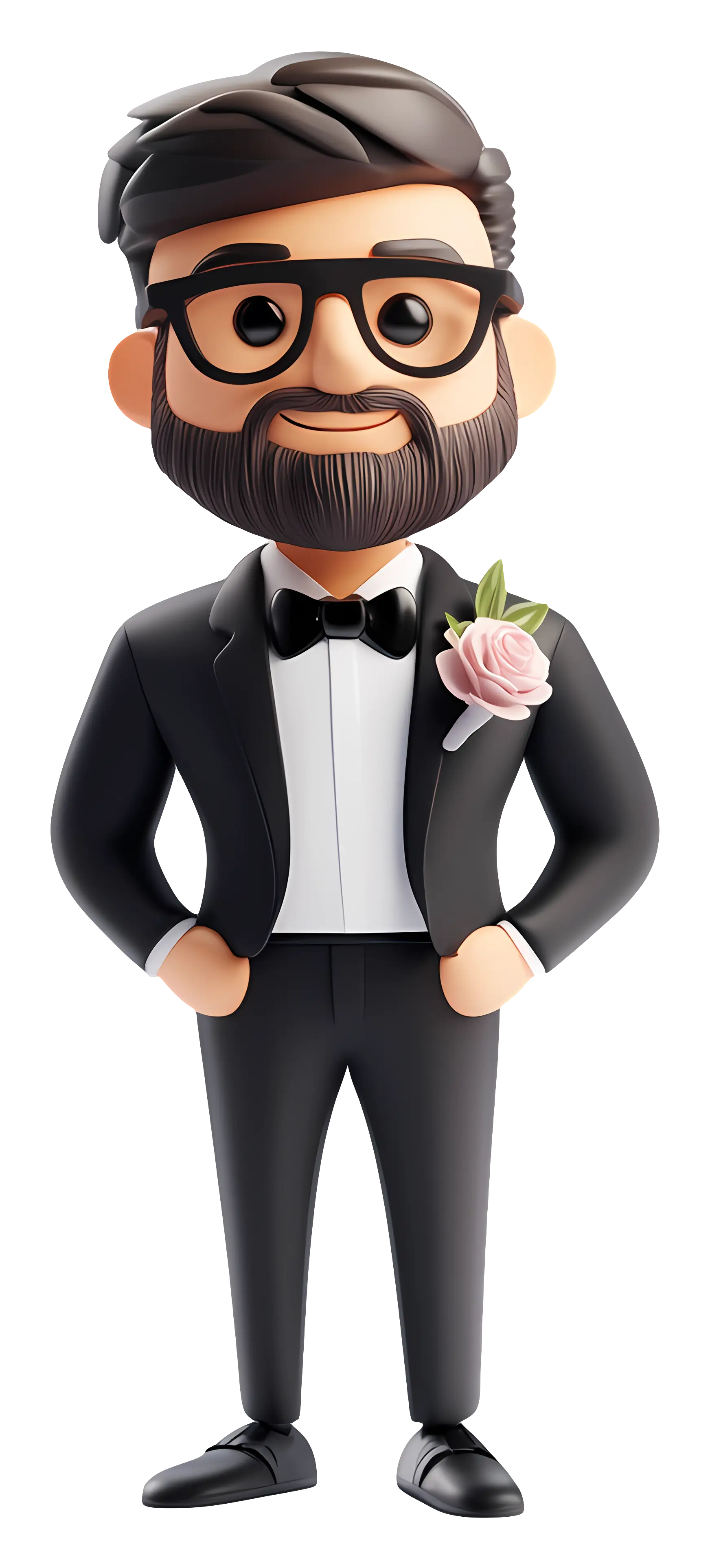 Cartoon Man in Suit with Glasses