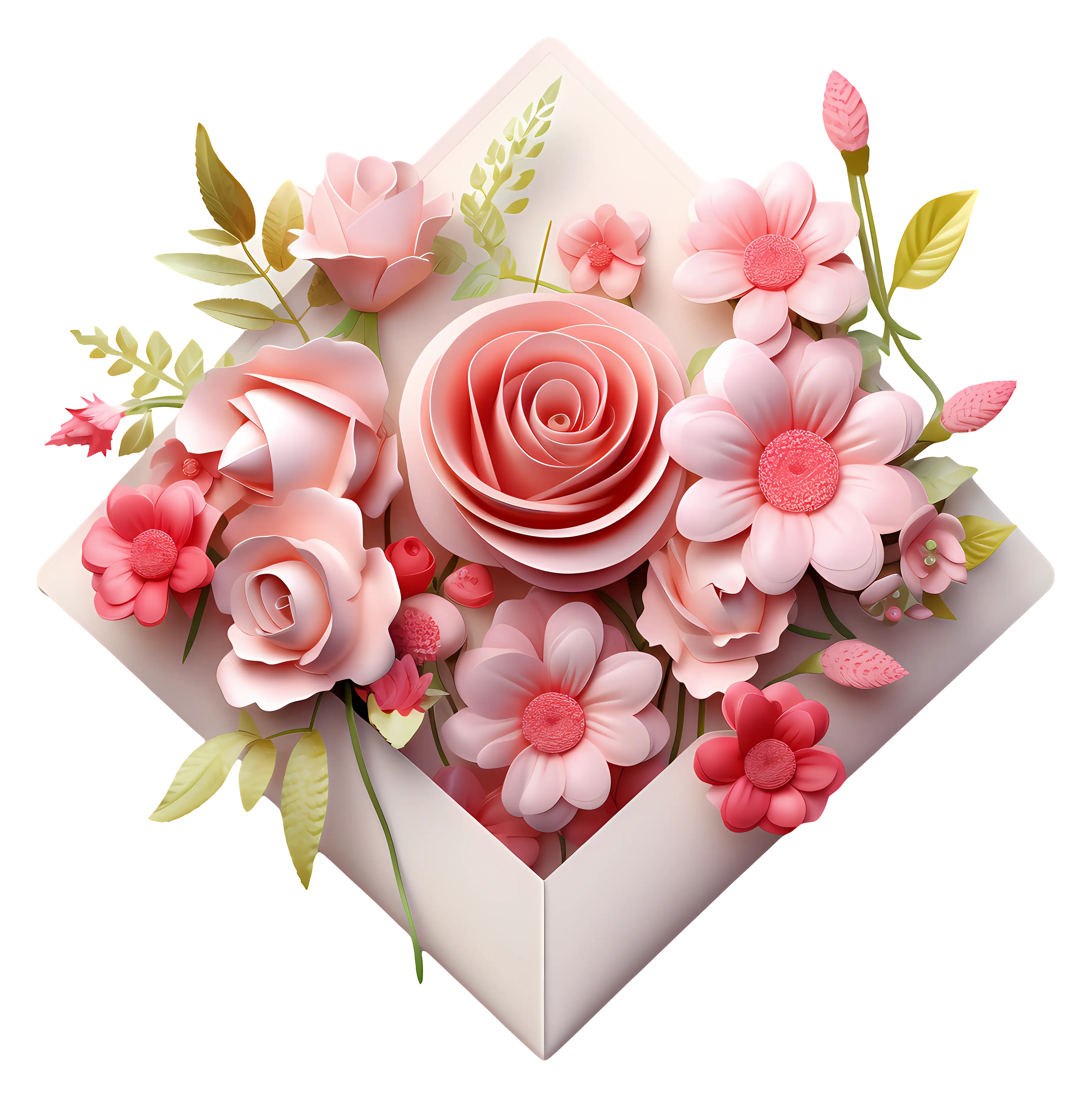 Lovely Pink Flower Bouquet in an Envelope