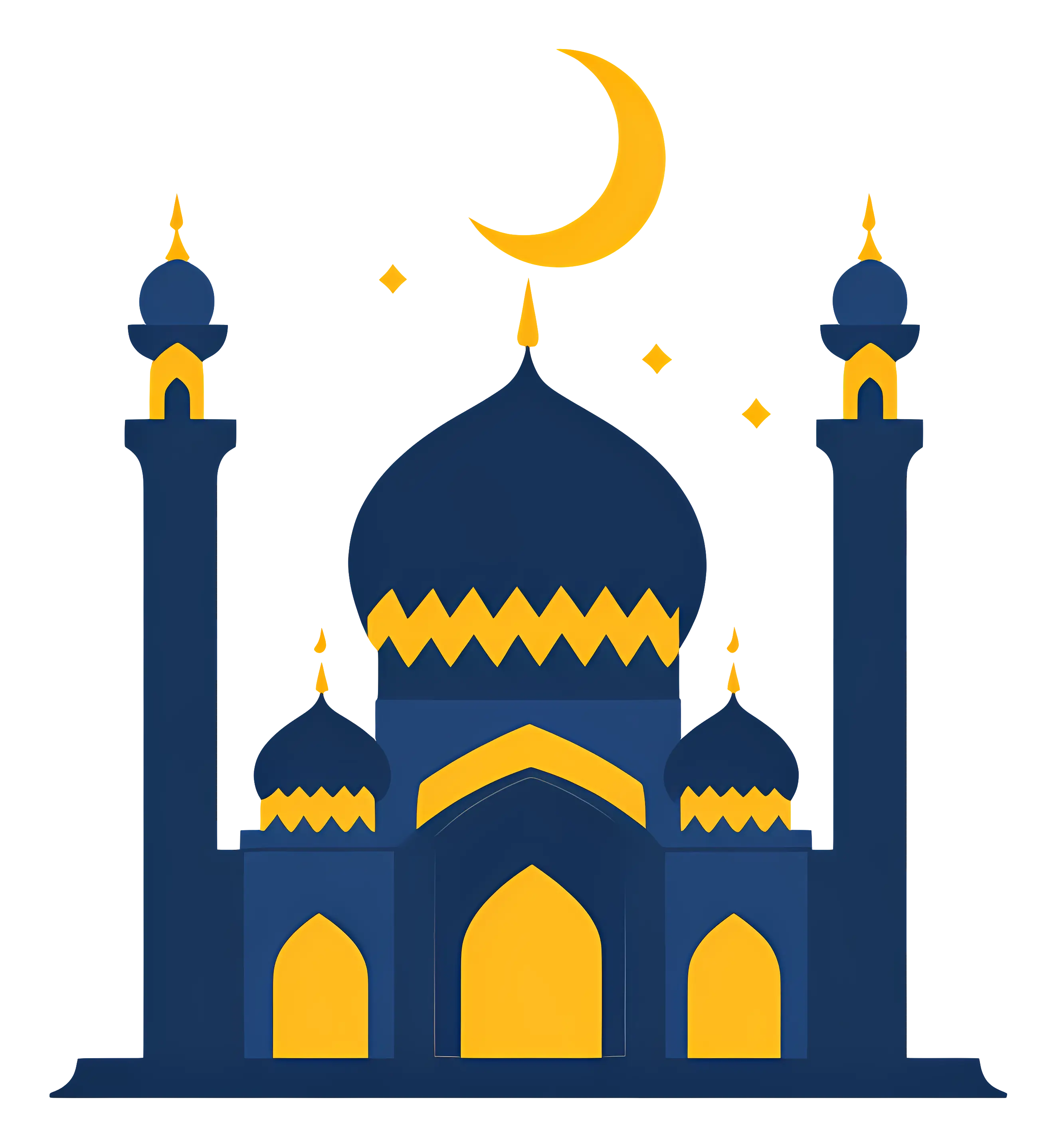 Blue Mosque with Crescent Moon and Stars