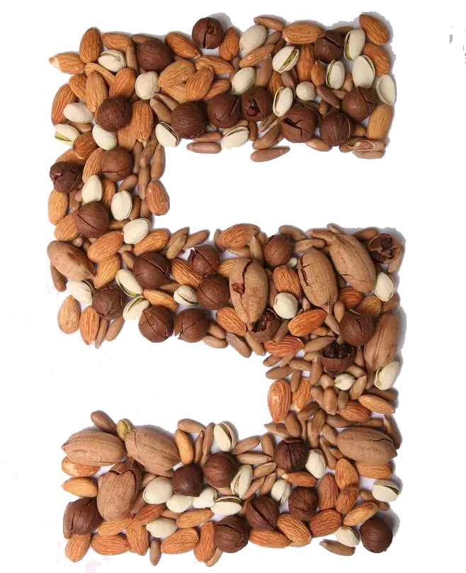 Number 5 Made of Nuts and Seeds