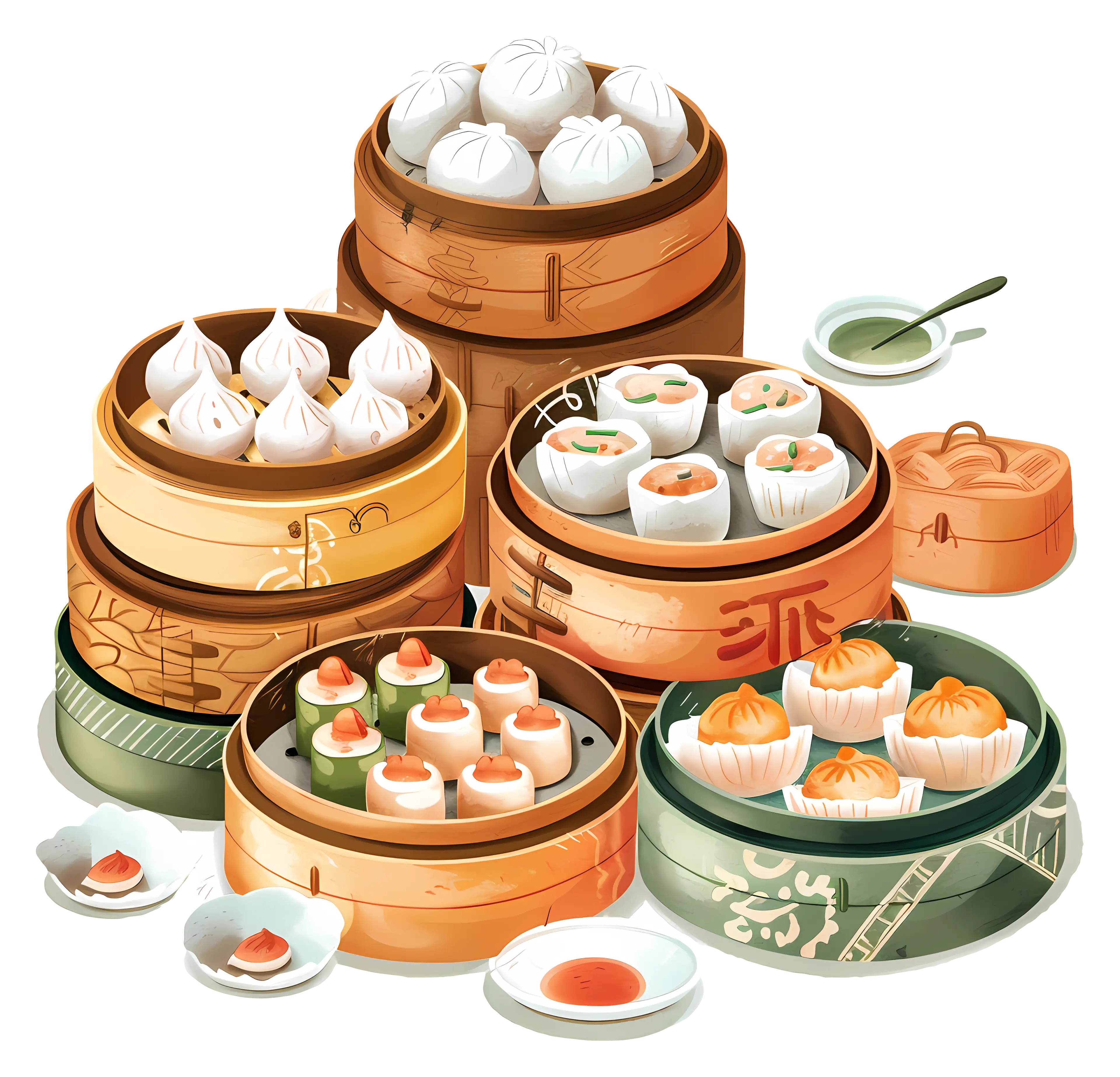 Delicious Steaming Dim Sum Illustration