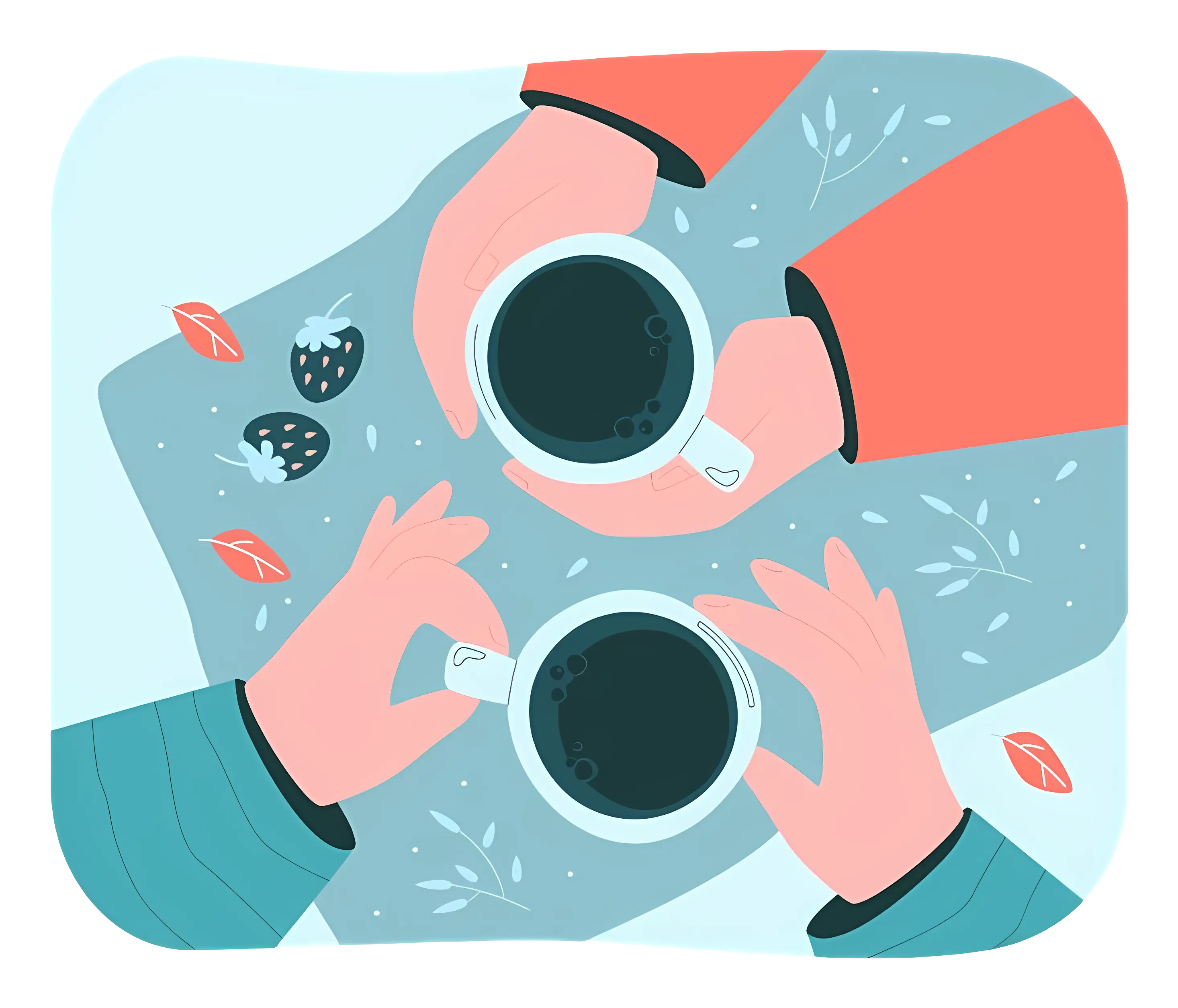 Hands Holding Coffee Cups in Flat Style