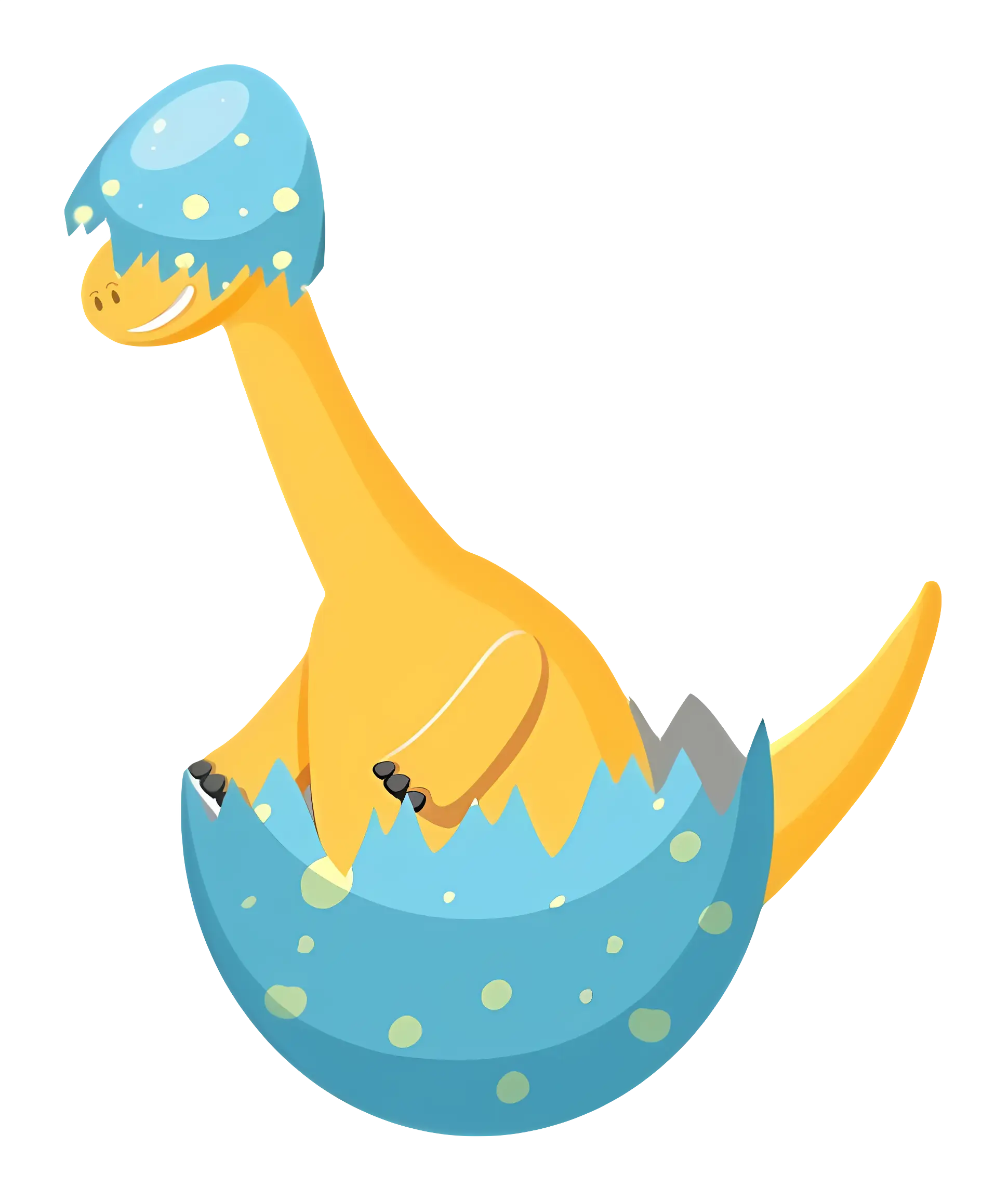 Yellow Dinosaur Hatching from Blue Egg