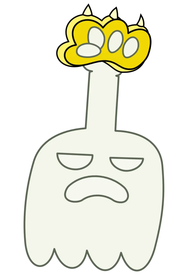 Cartoon Ghost with Yellow Paw