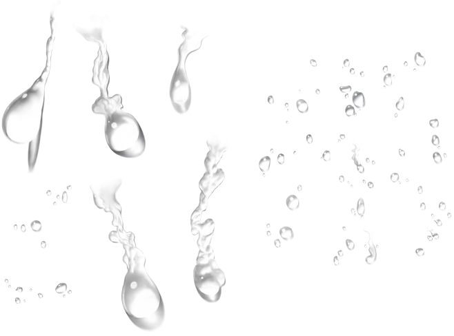 Dynamic Water Splashes and Droplets on Transparent Background