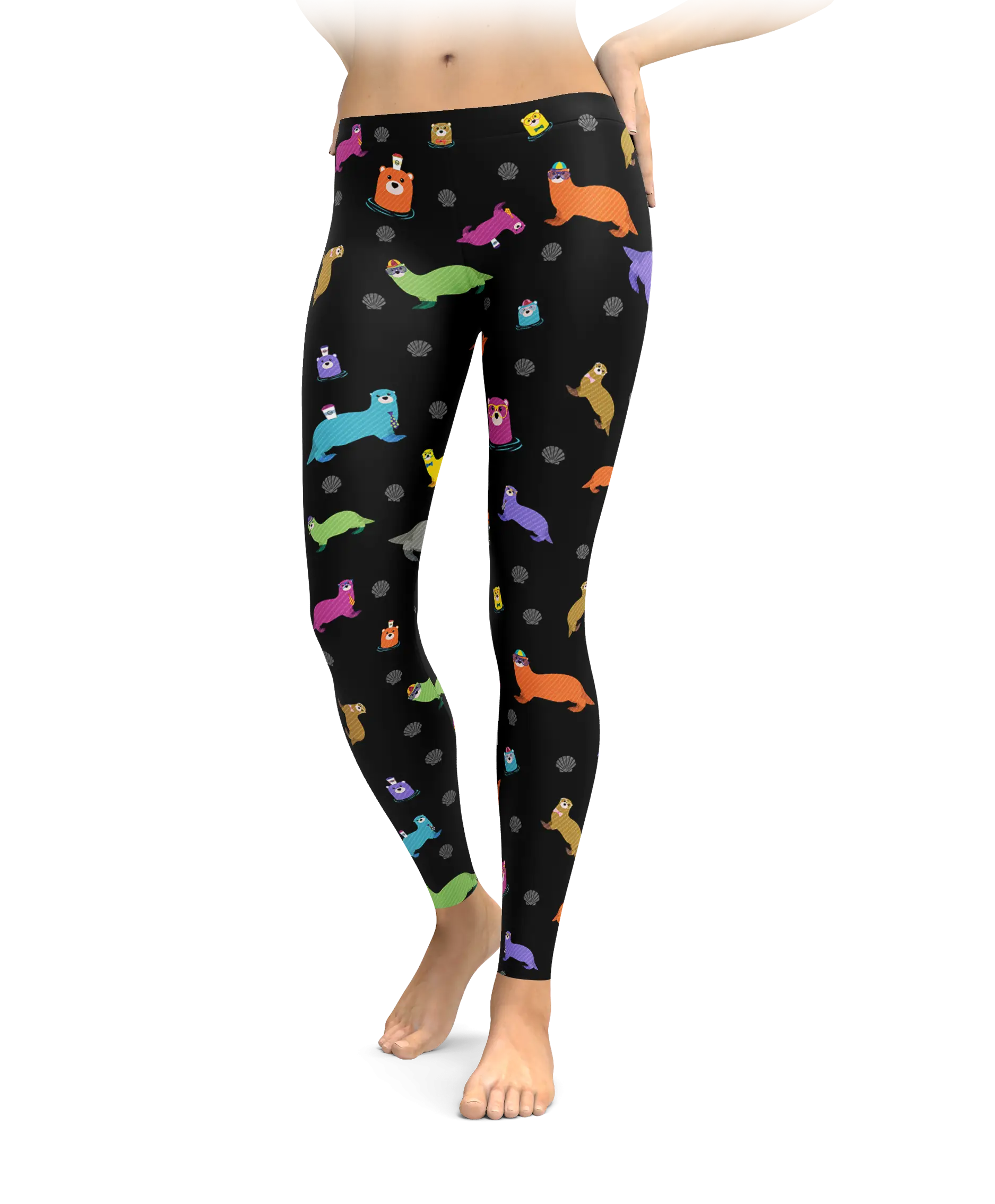 Black Leggings with Colorful Dachshund Print