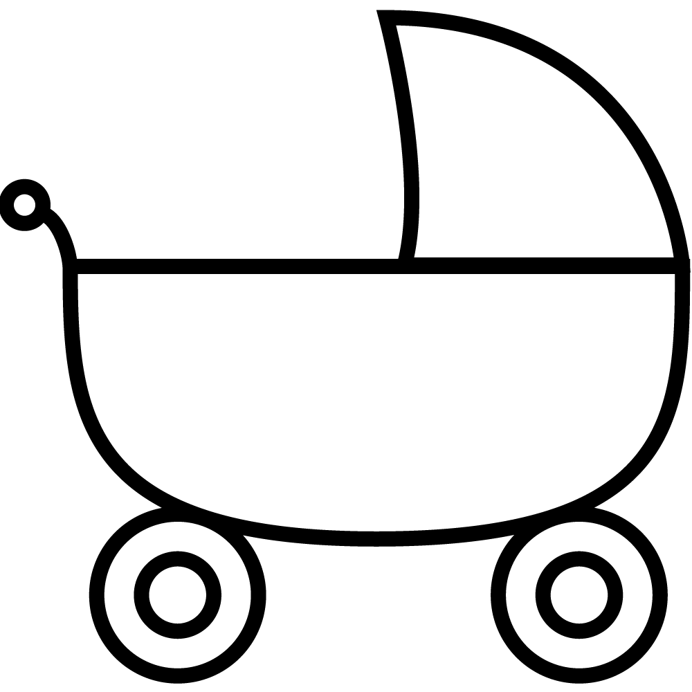 Black Baby Stroller Illustration Icon