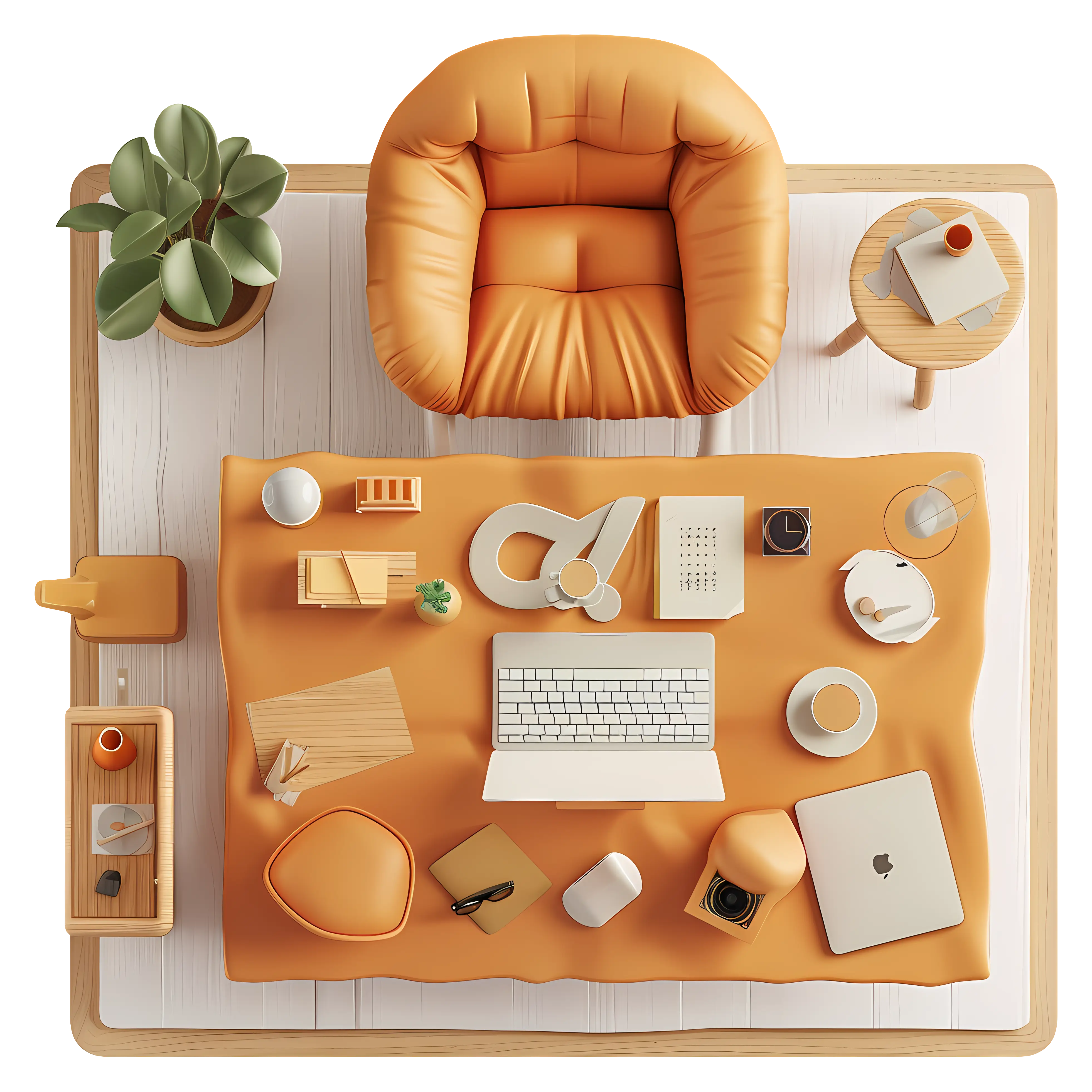 Cozy Orange Desk with Accessories