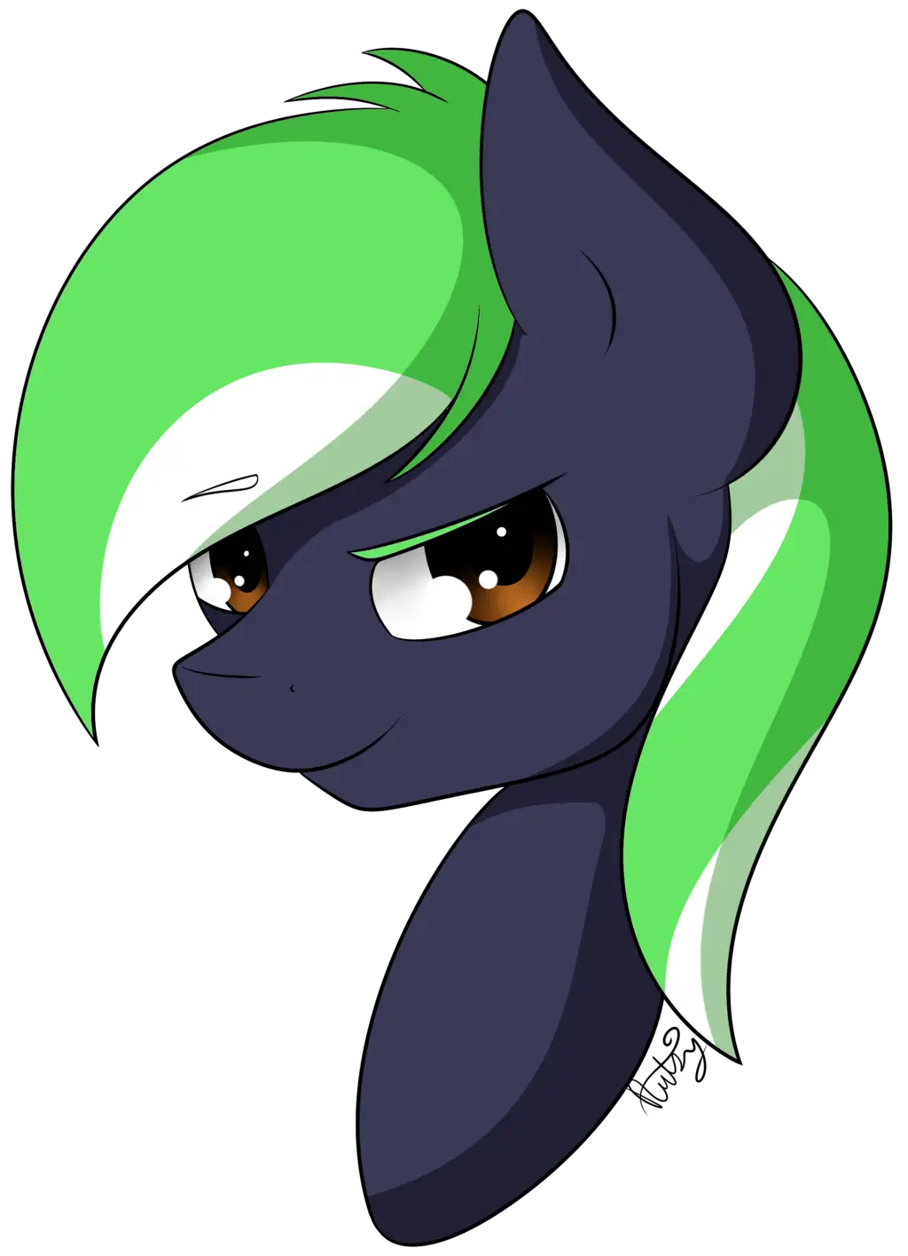 Cartoon Pony with Bright Green Mane