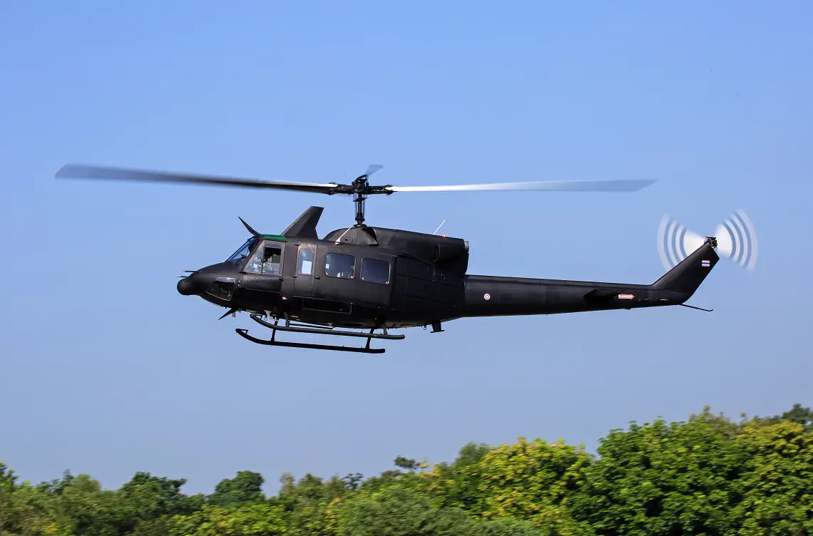 Black Helicopter in Flight