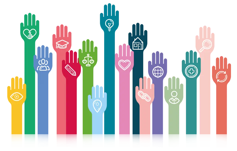 Colorful Raised Hands
