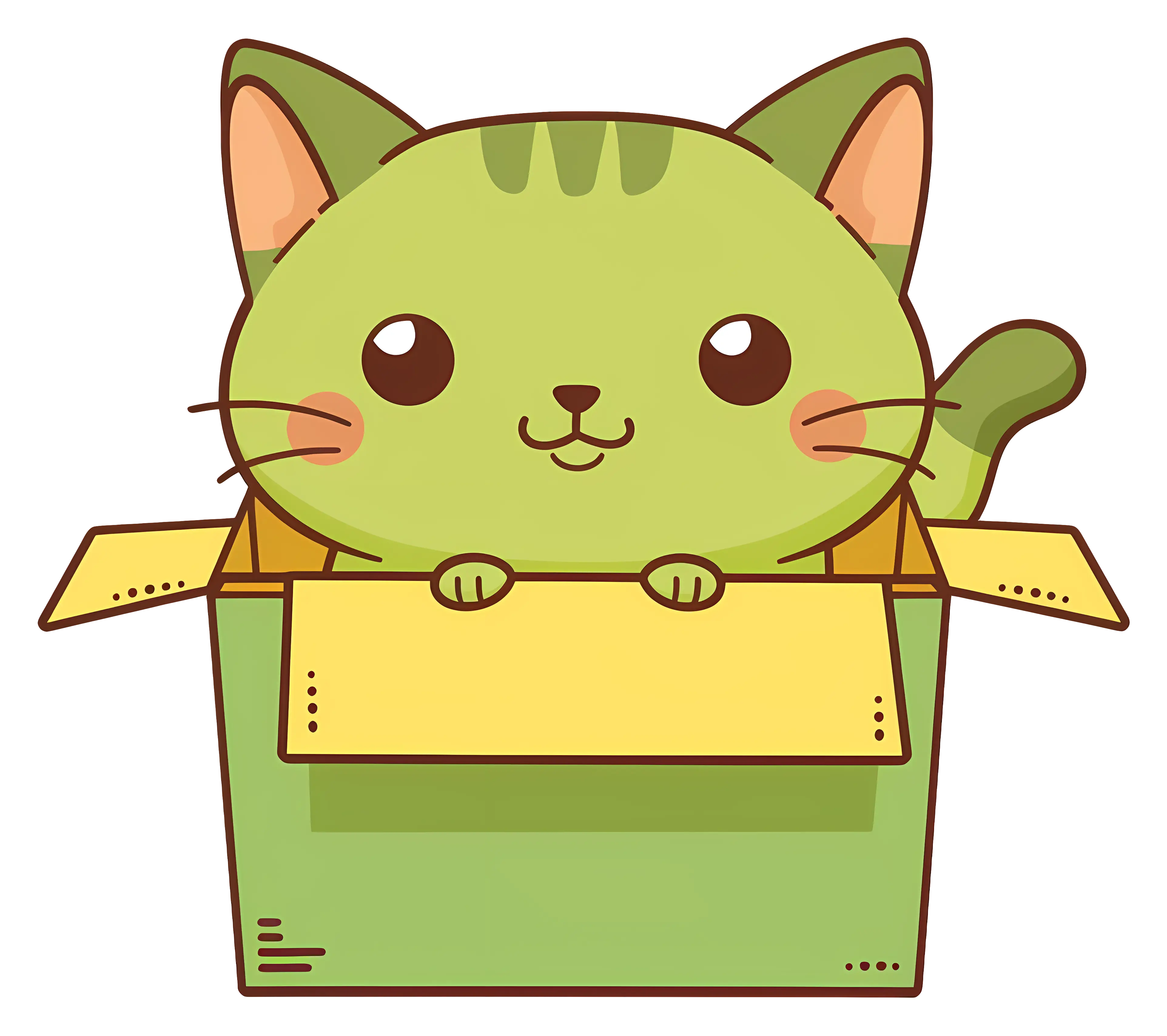Cute Cartoon Cat in a Box