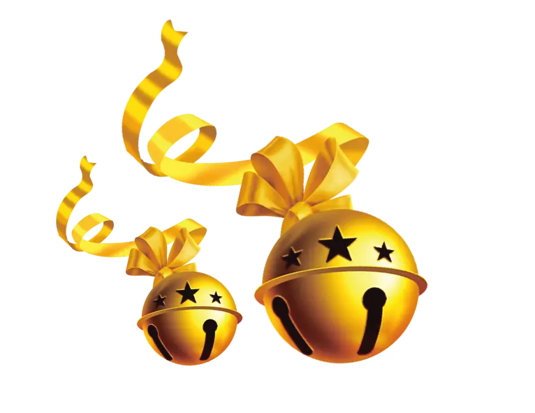 Golden Christmas Bells with Festive Ribbons