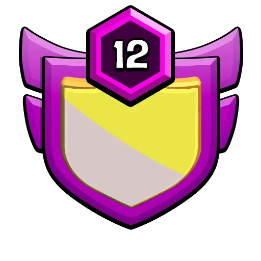 Purple and Yellow Badge with Number 12