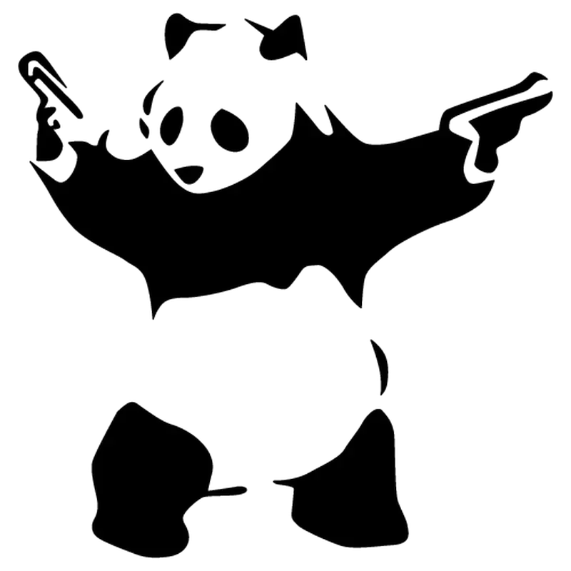 Panda Illustration with Guns in Creative Art Style