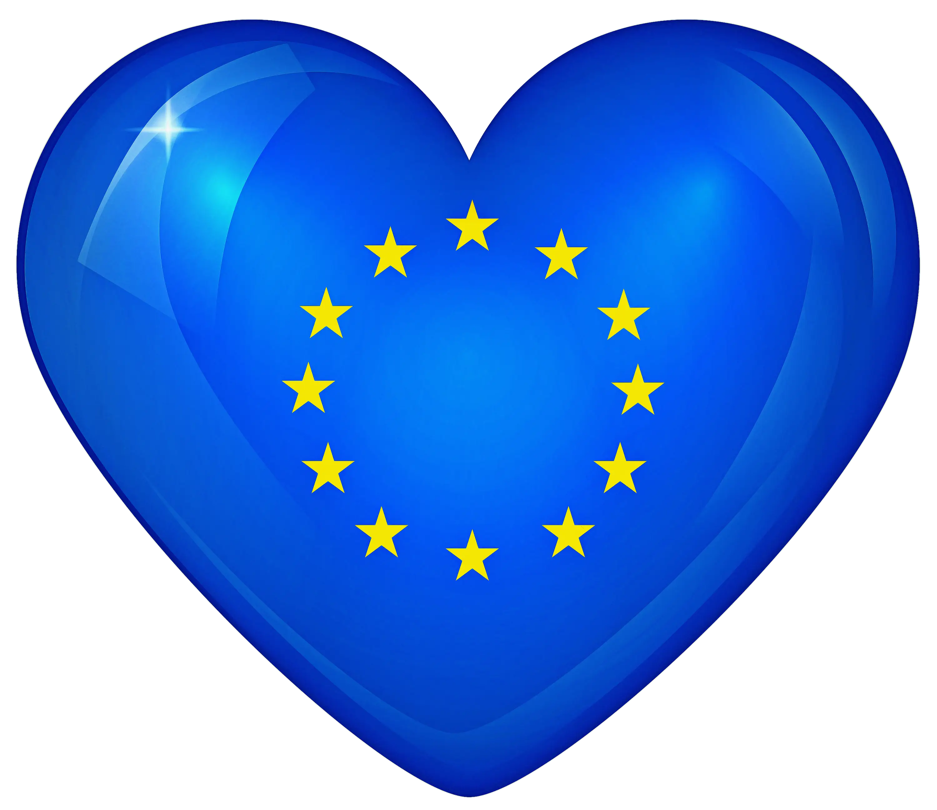 Blue Heart with European Union Stars