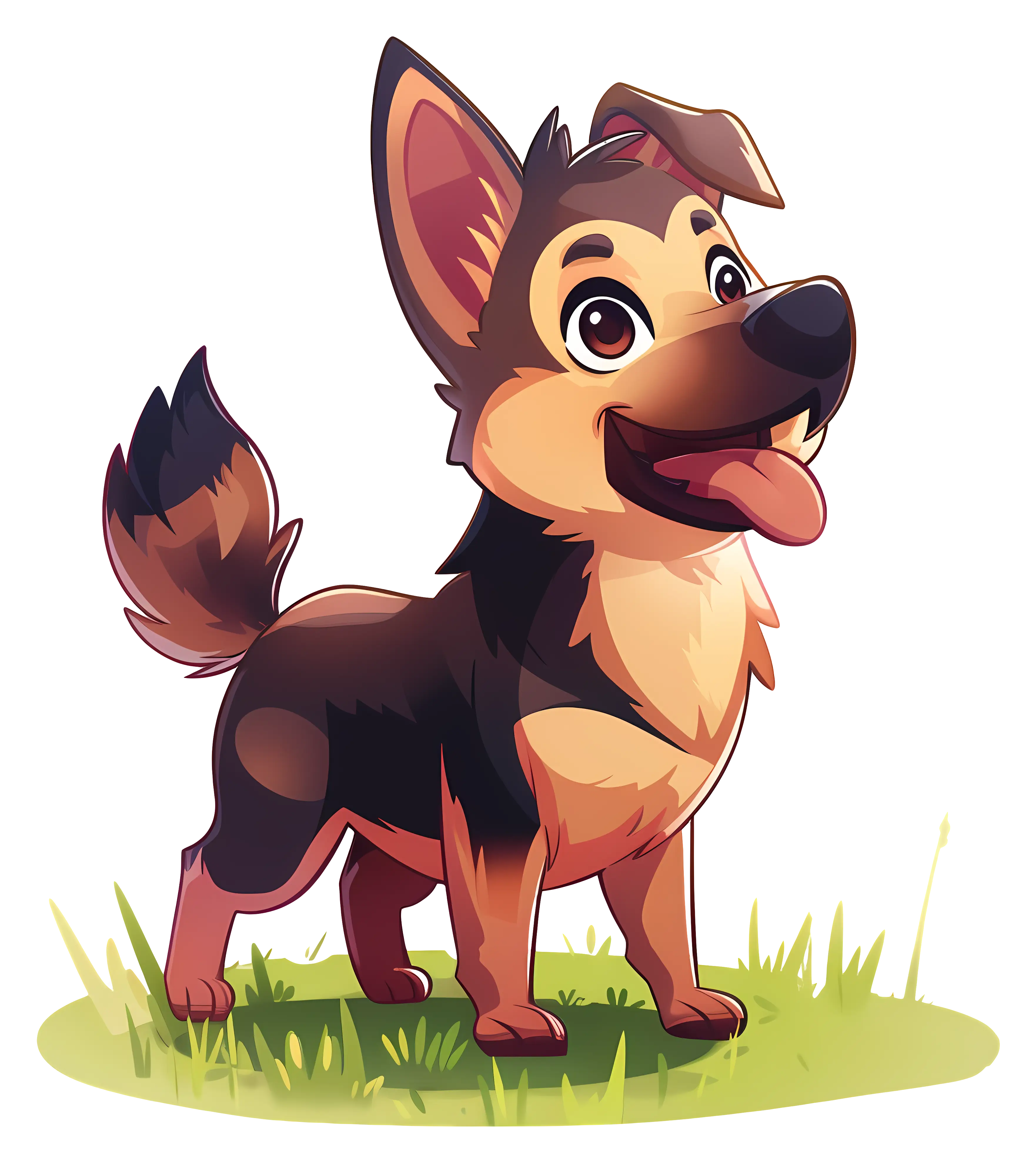 Happy Cartoon Dog on Grass