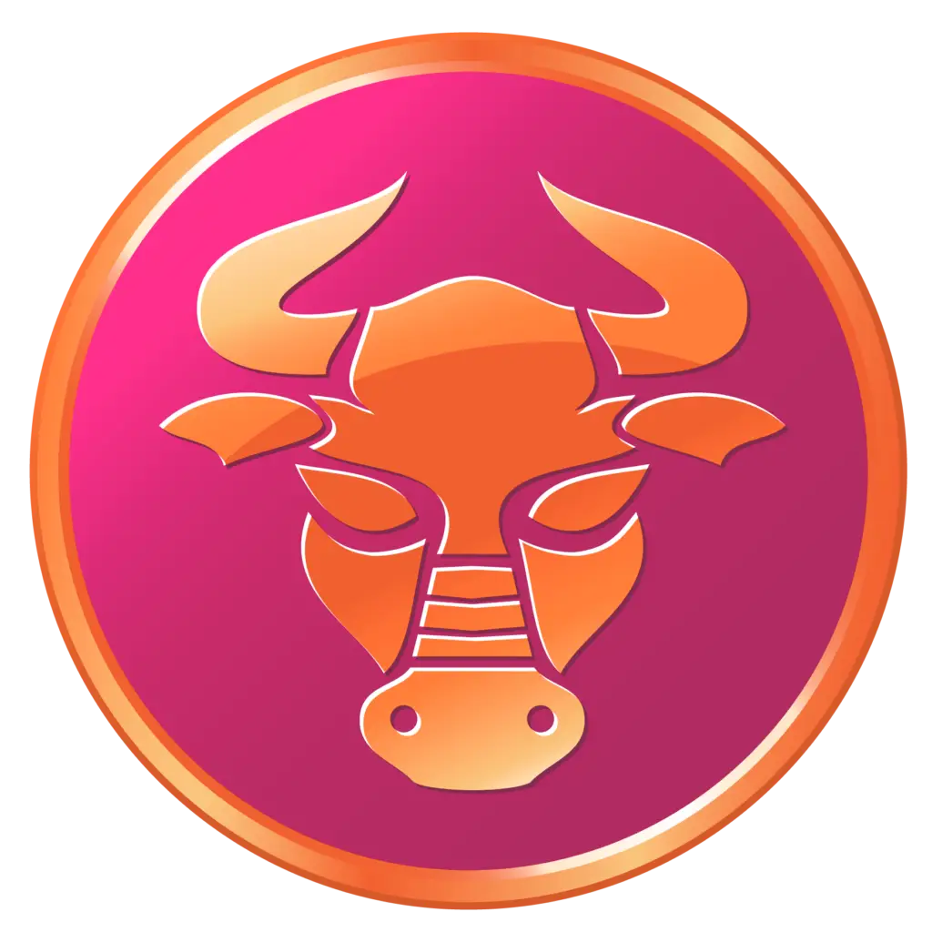 Bull Symbol in Orange and Pink