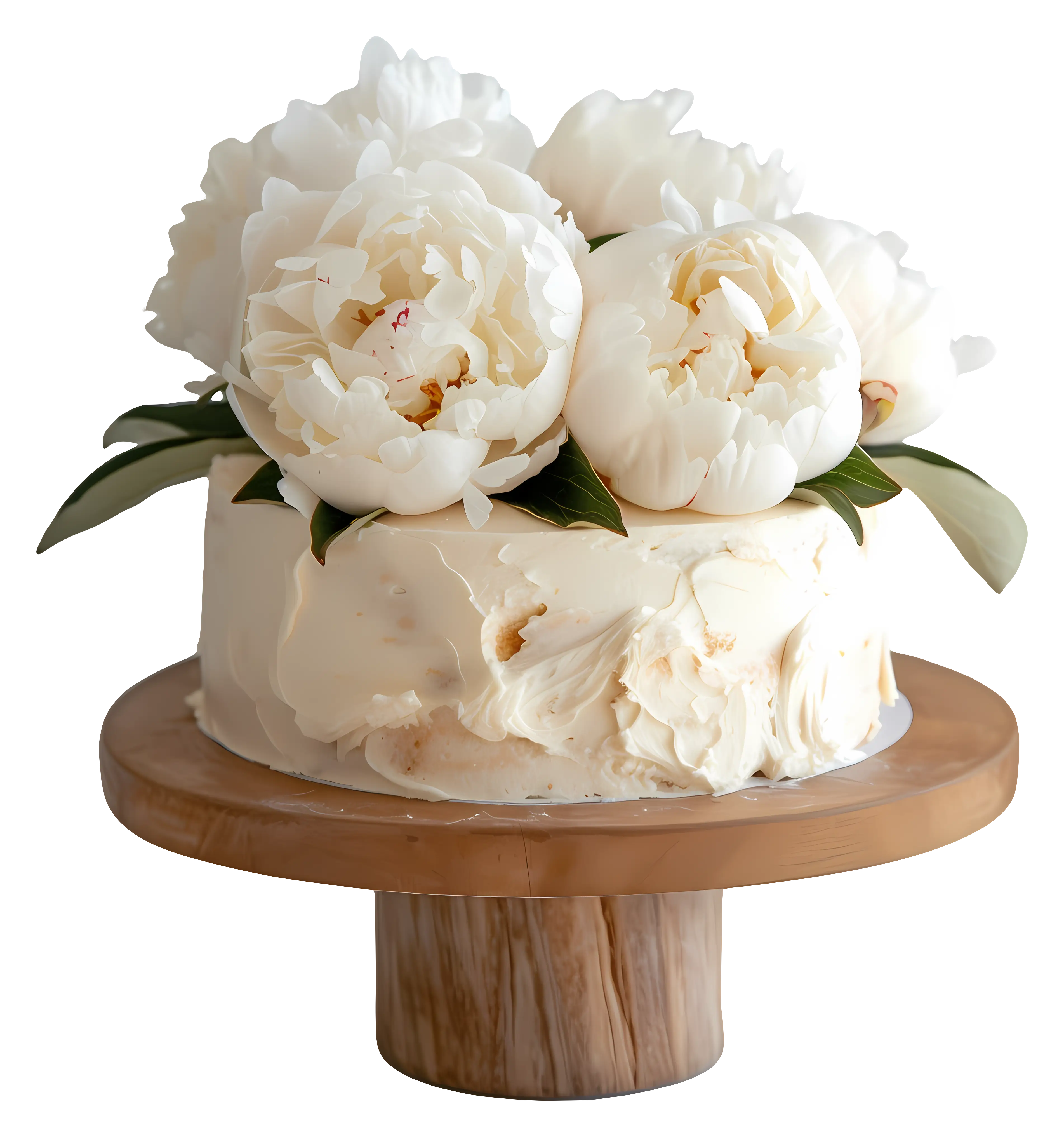 Cake Decorated with White Peonies