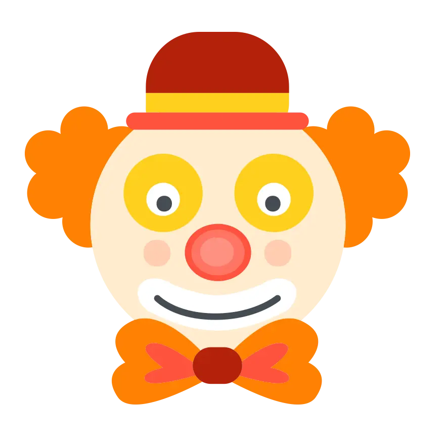 Clown Face with Hat and Bowtie